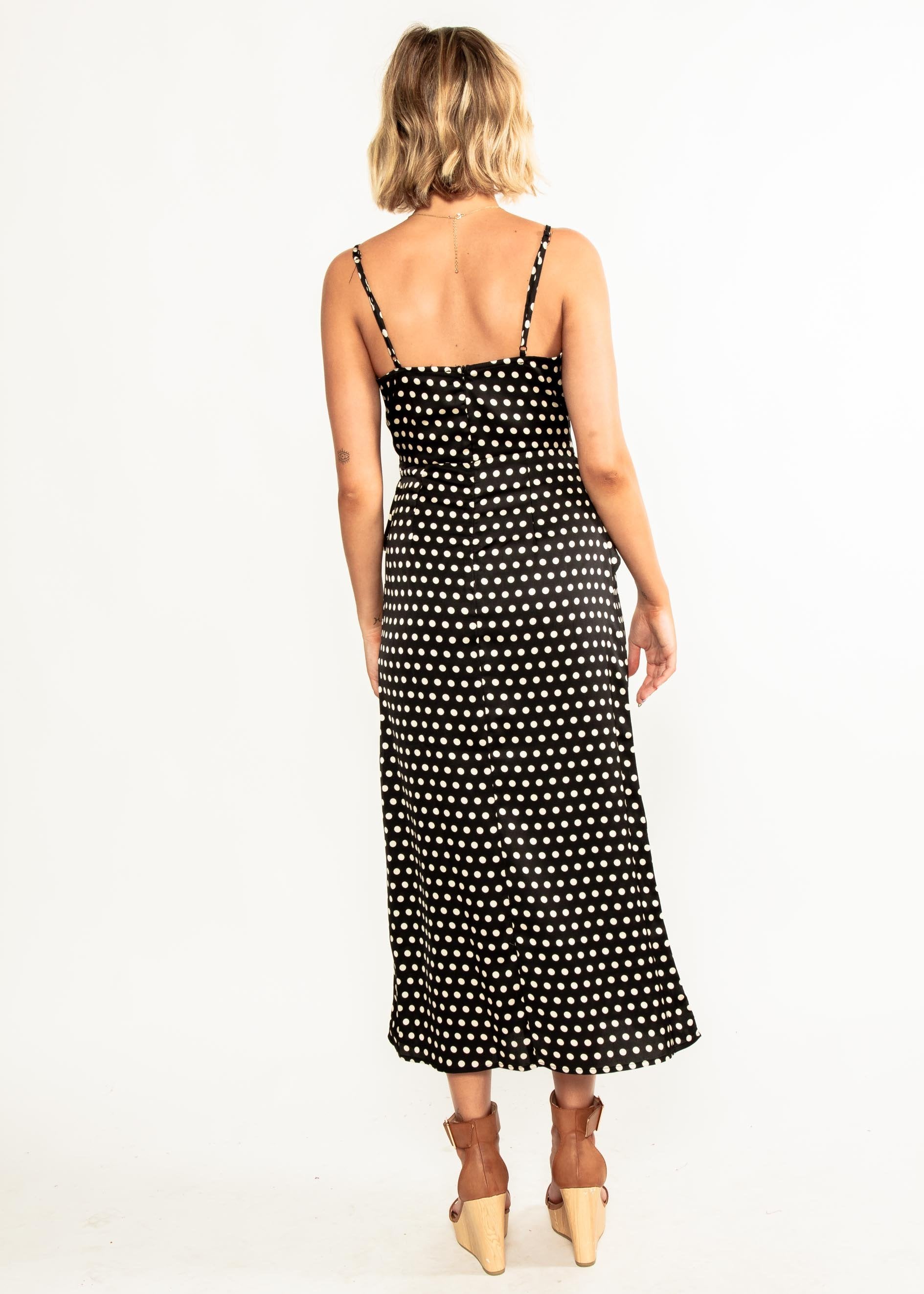 No Ordinary Love Midi Dress - Black Polka