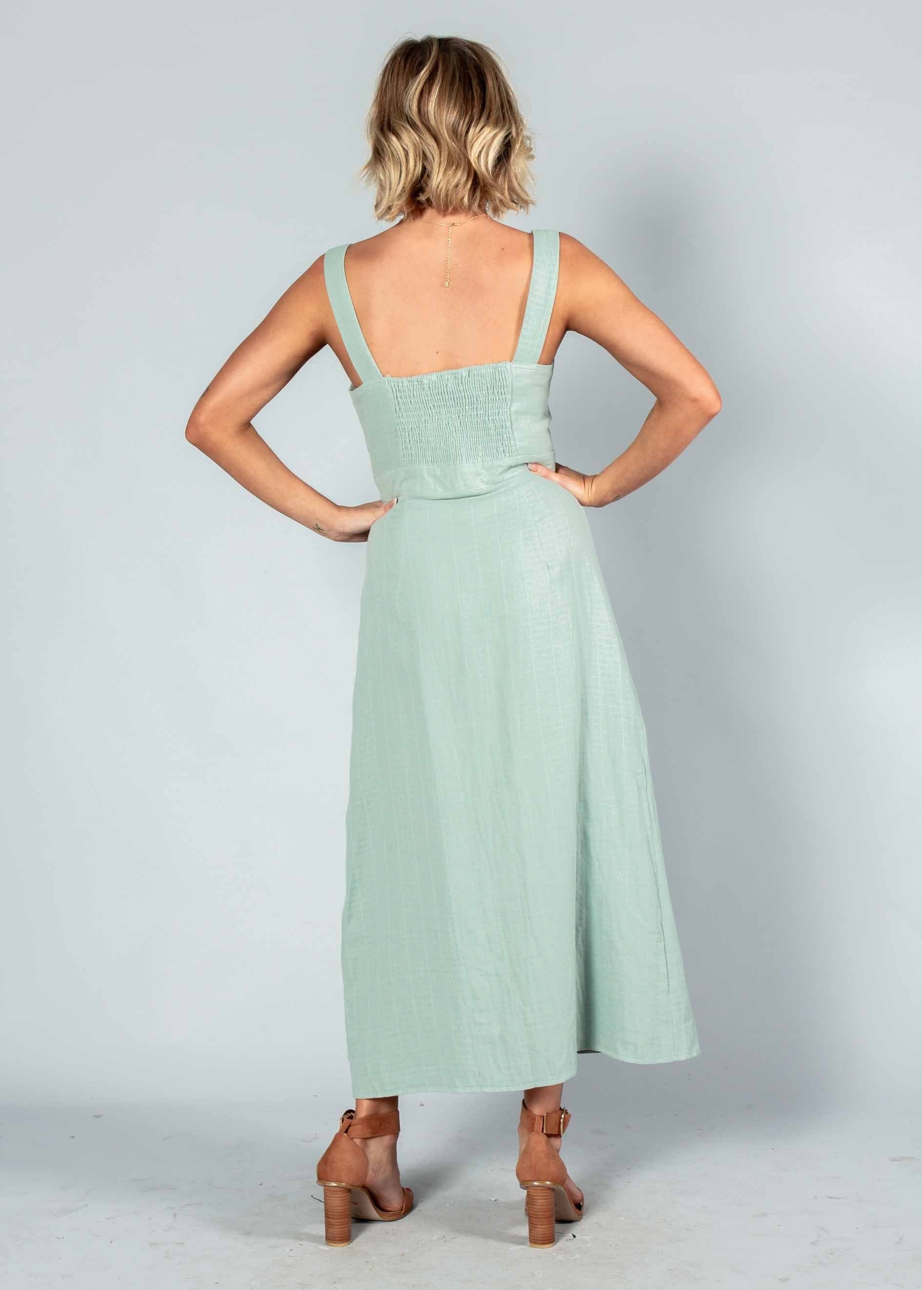 Amberle Linen-Blend Midi Dress - Sage