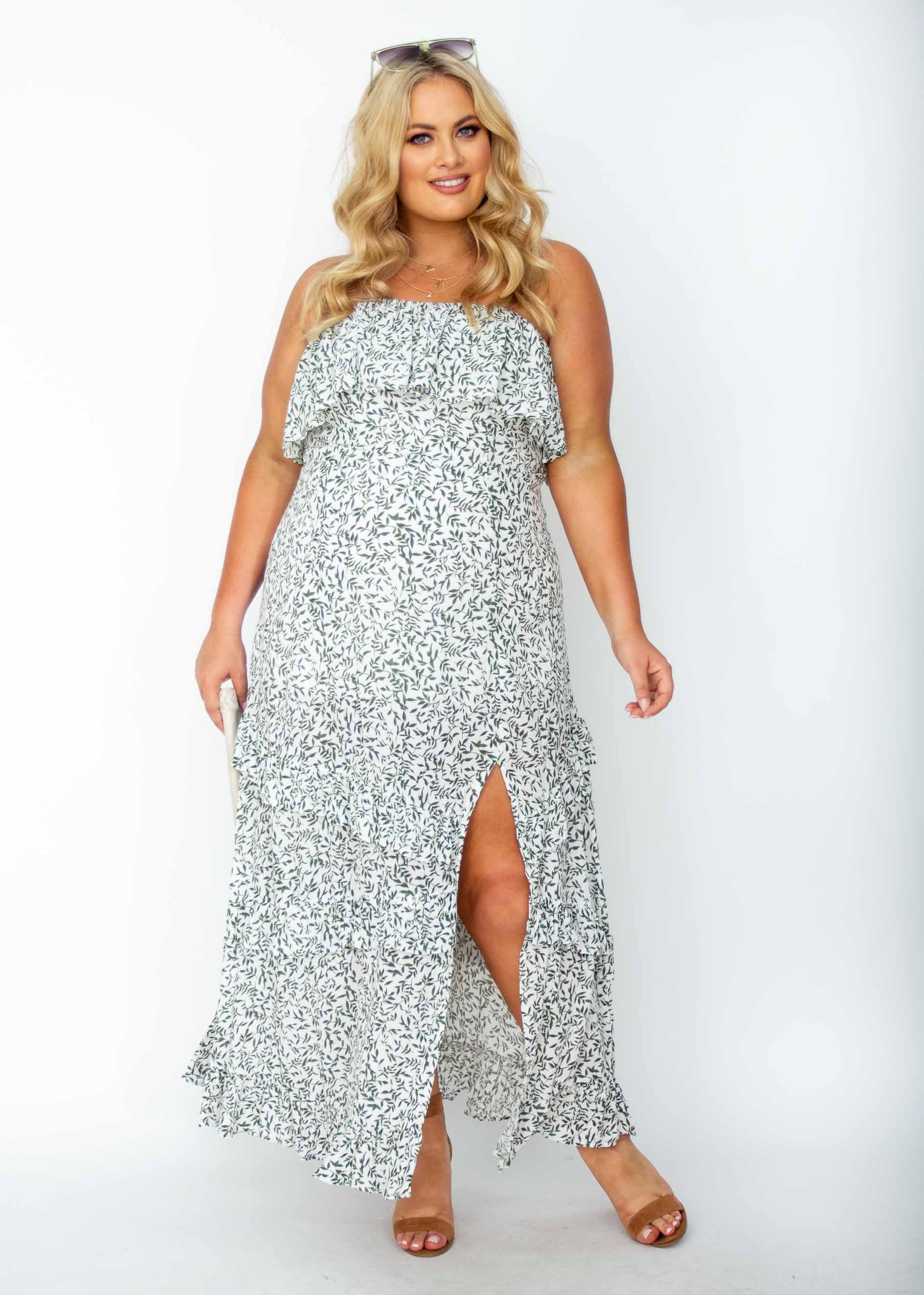 Bexley Strapless Maxi Dress - White Vine