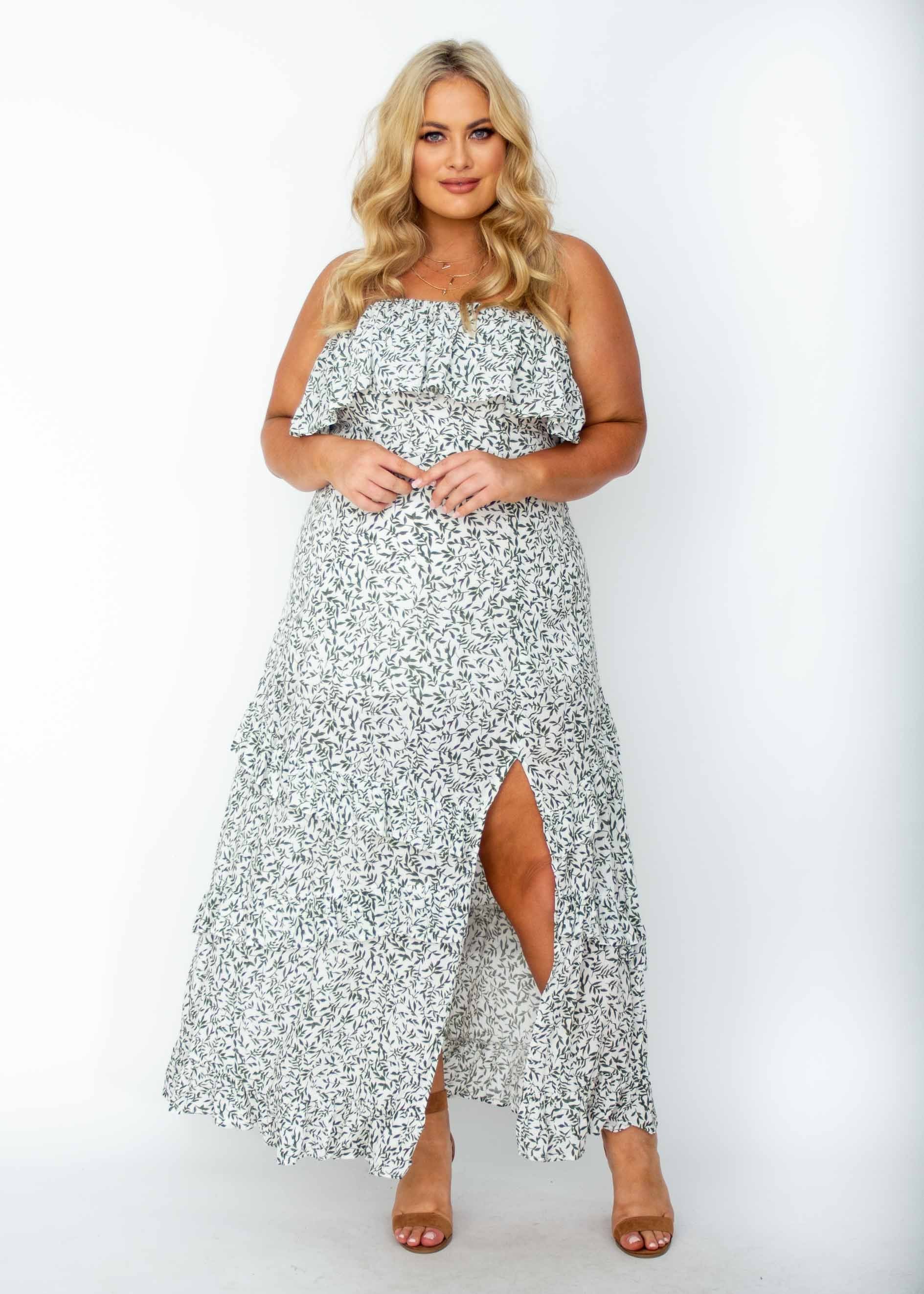 Bexley Strapless Maxi Dress - White Vine