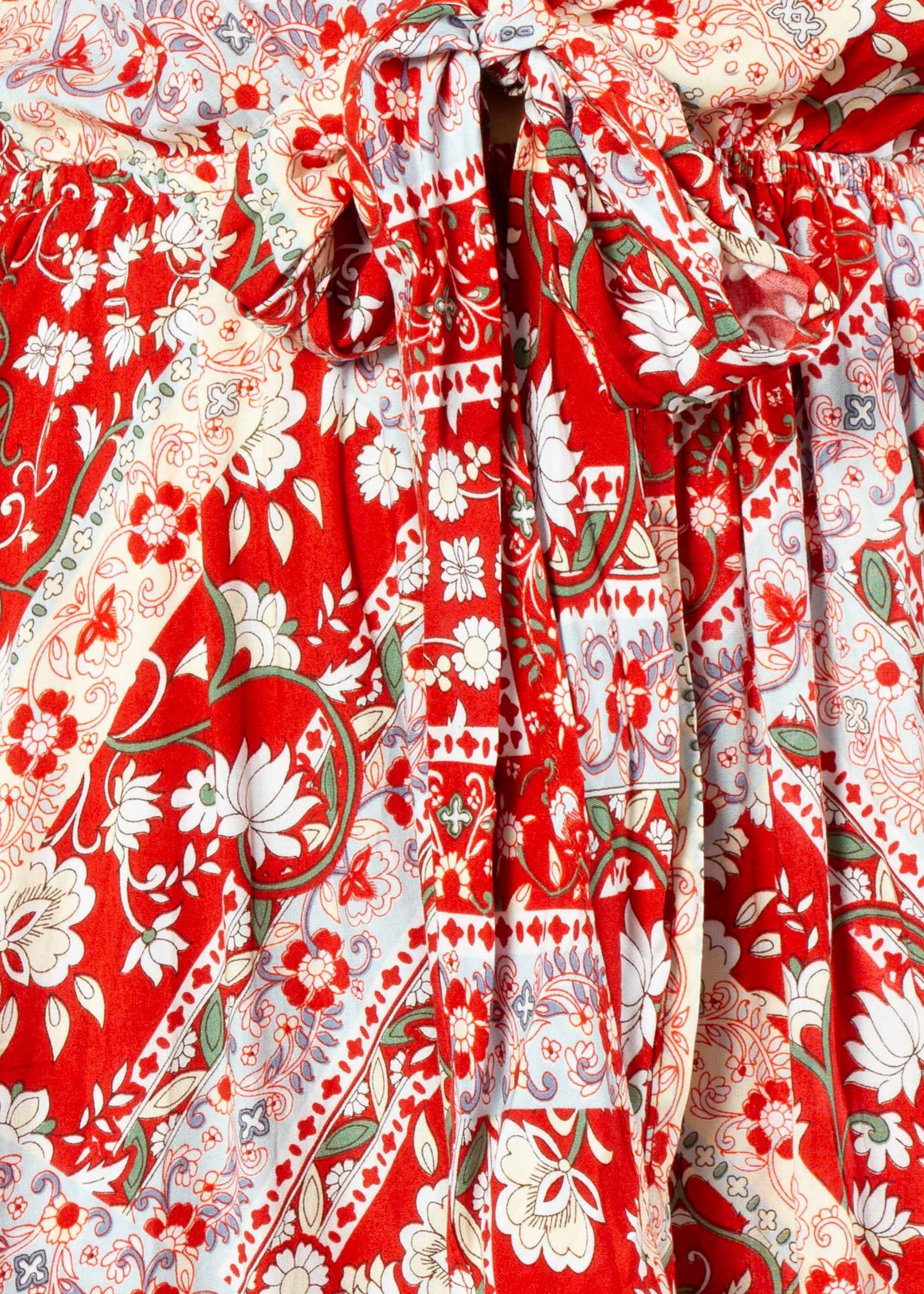 Mabel Tie Maxi Dress - Red Paisley