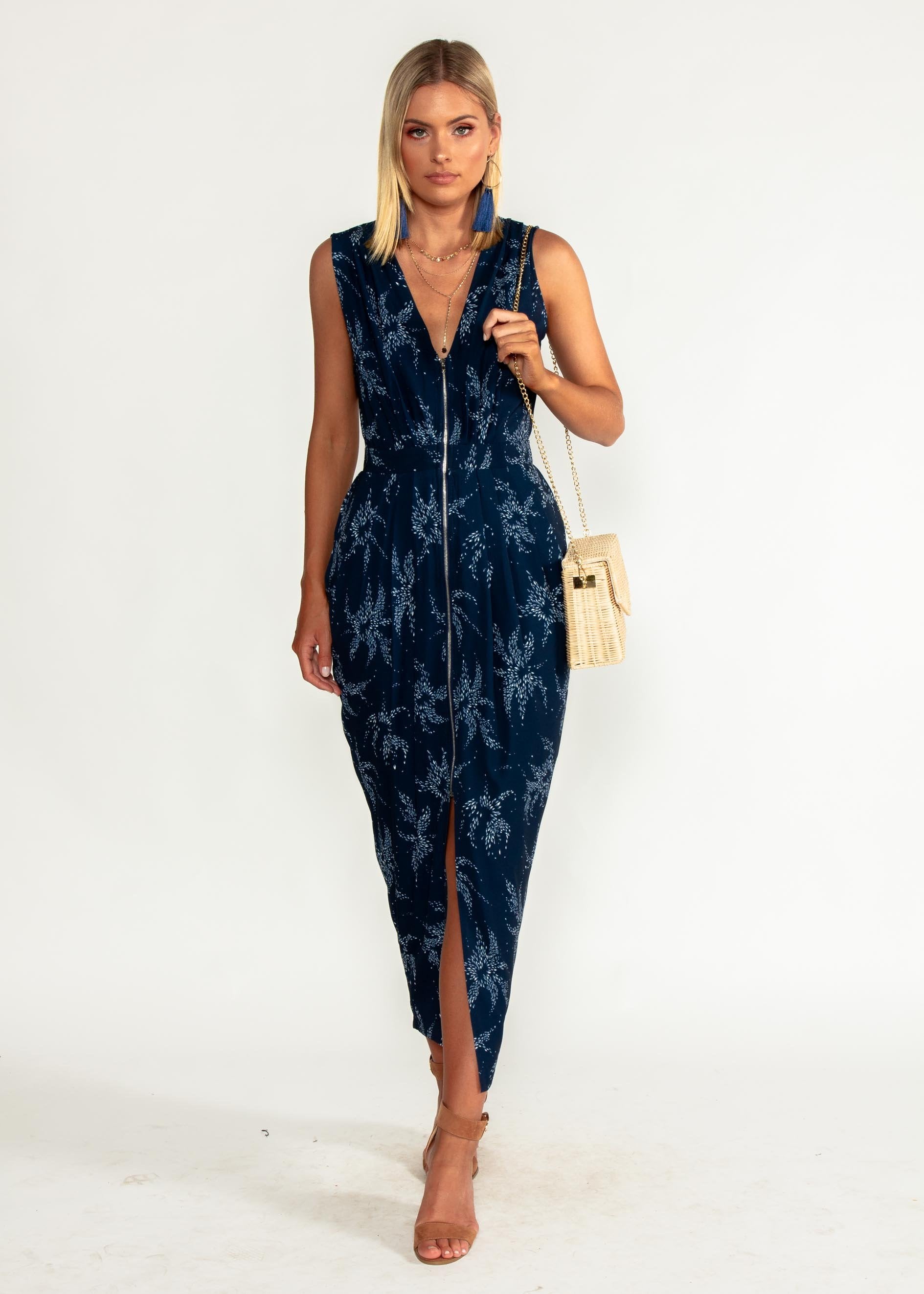 Catalina Zip Maxi Dress - Starry Night