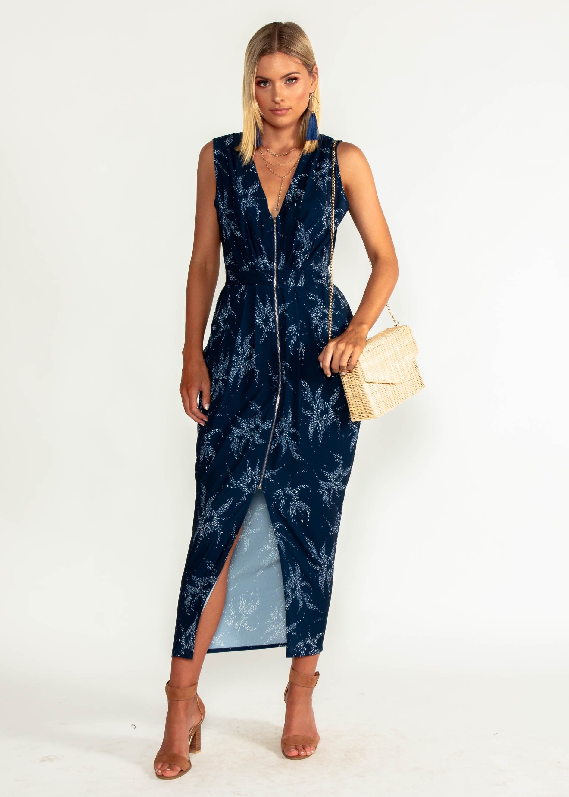 Catalina Zip Maxi Dress - Starry Night