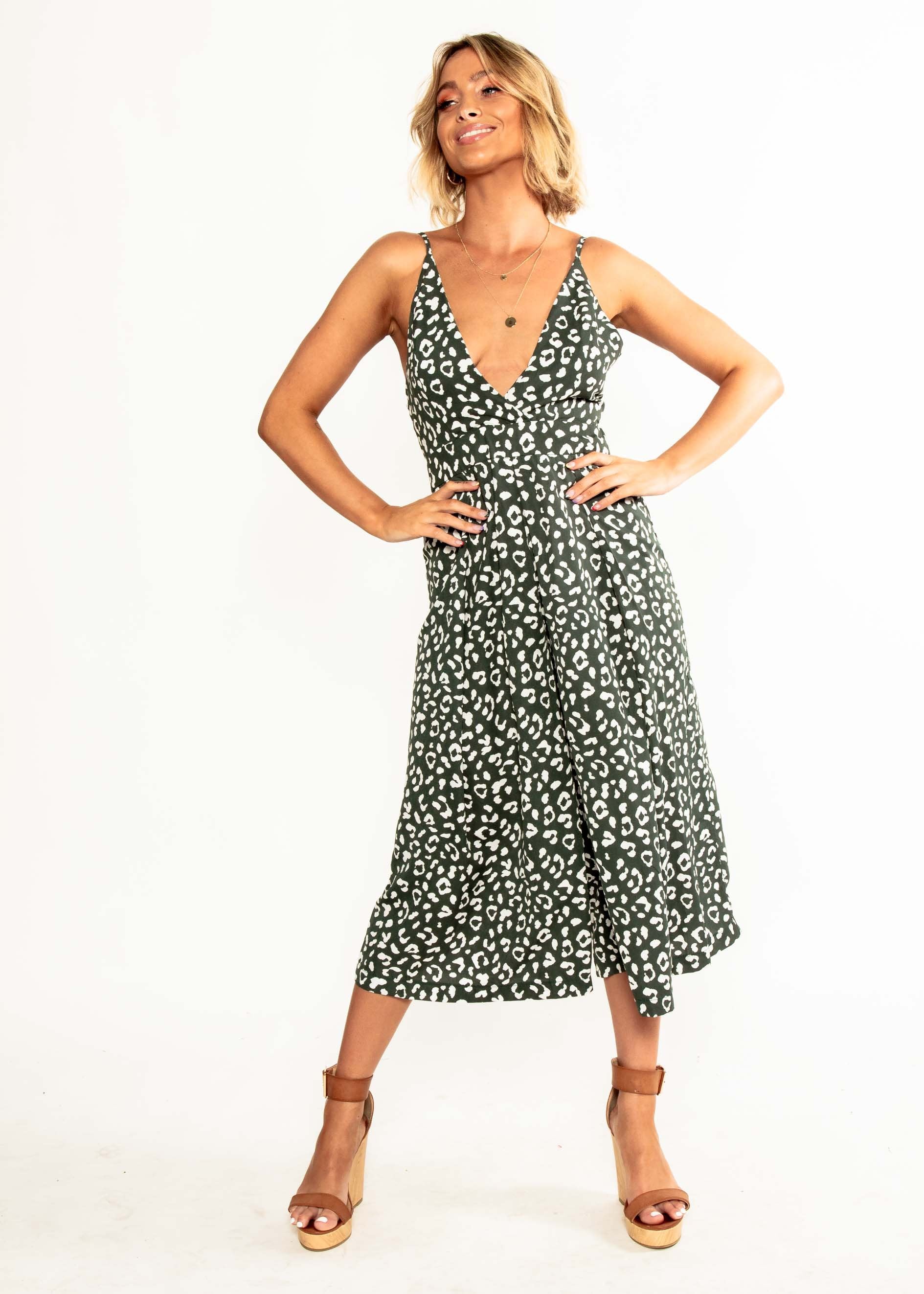 Your Muse Pantsuit - Emerald Leopard