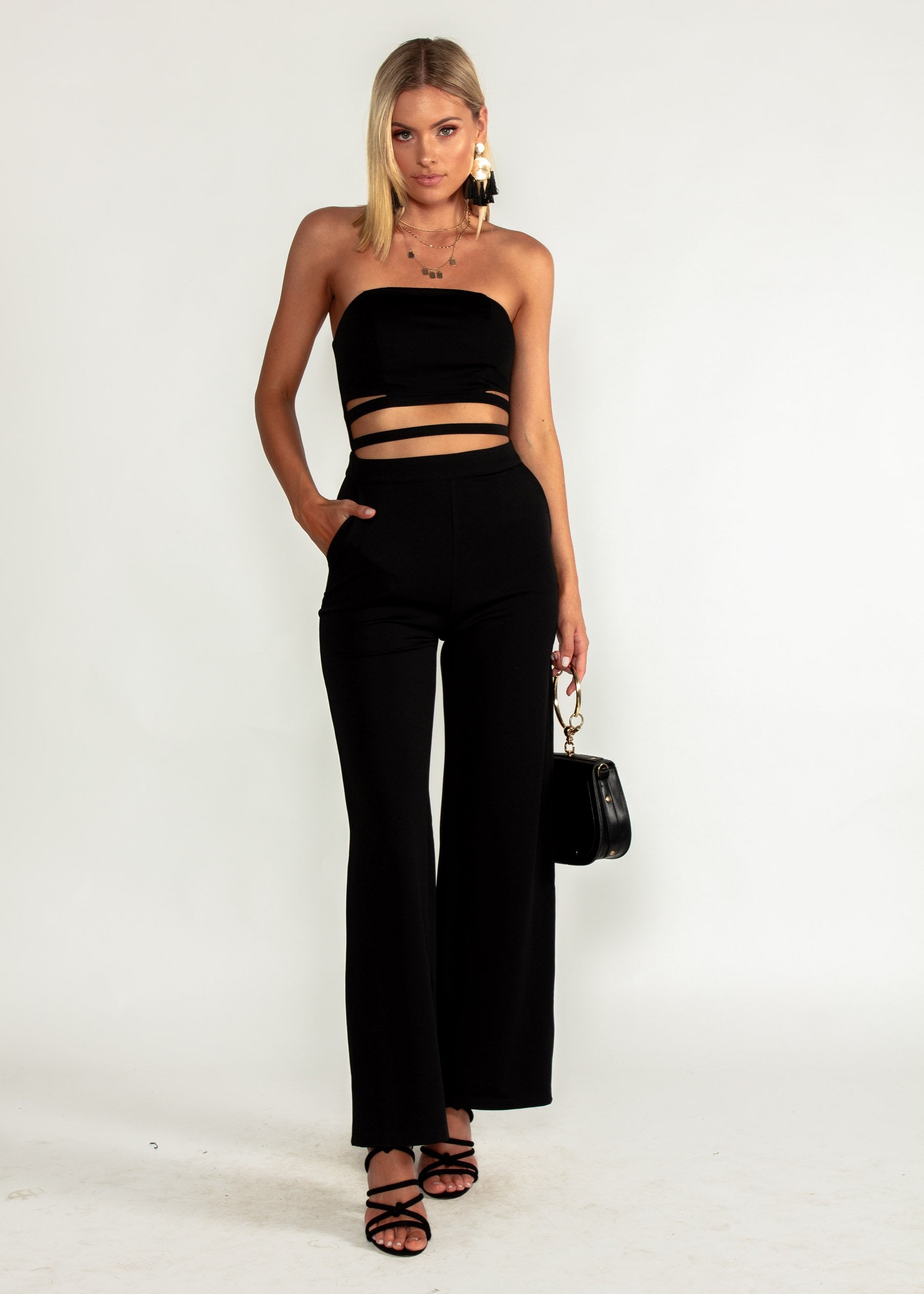 Gisele Strapless Pantsuit - Black