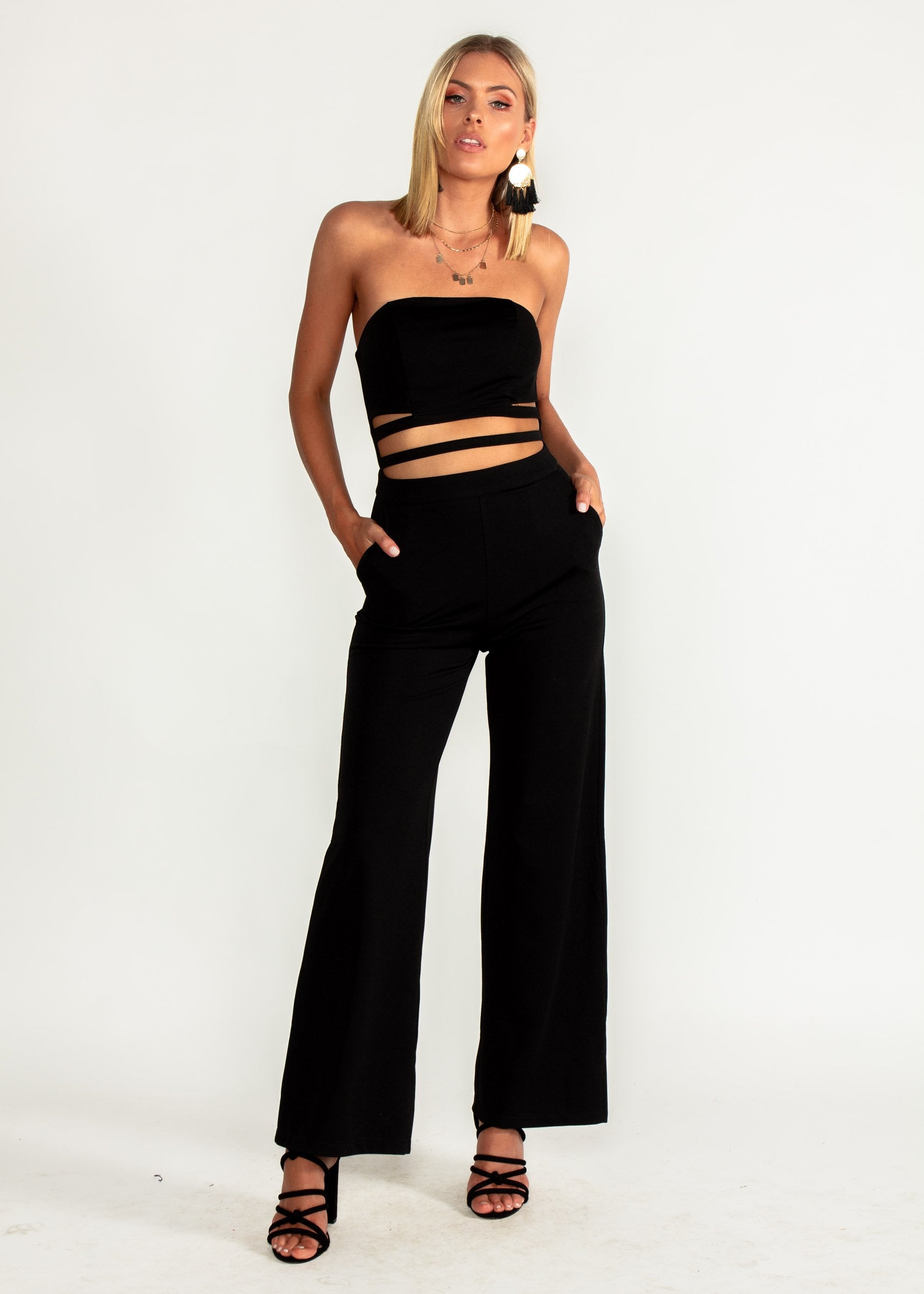 Gisele Strapless Pantsuit - Black