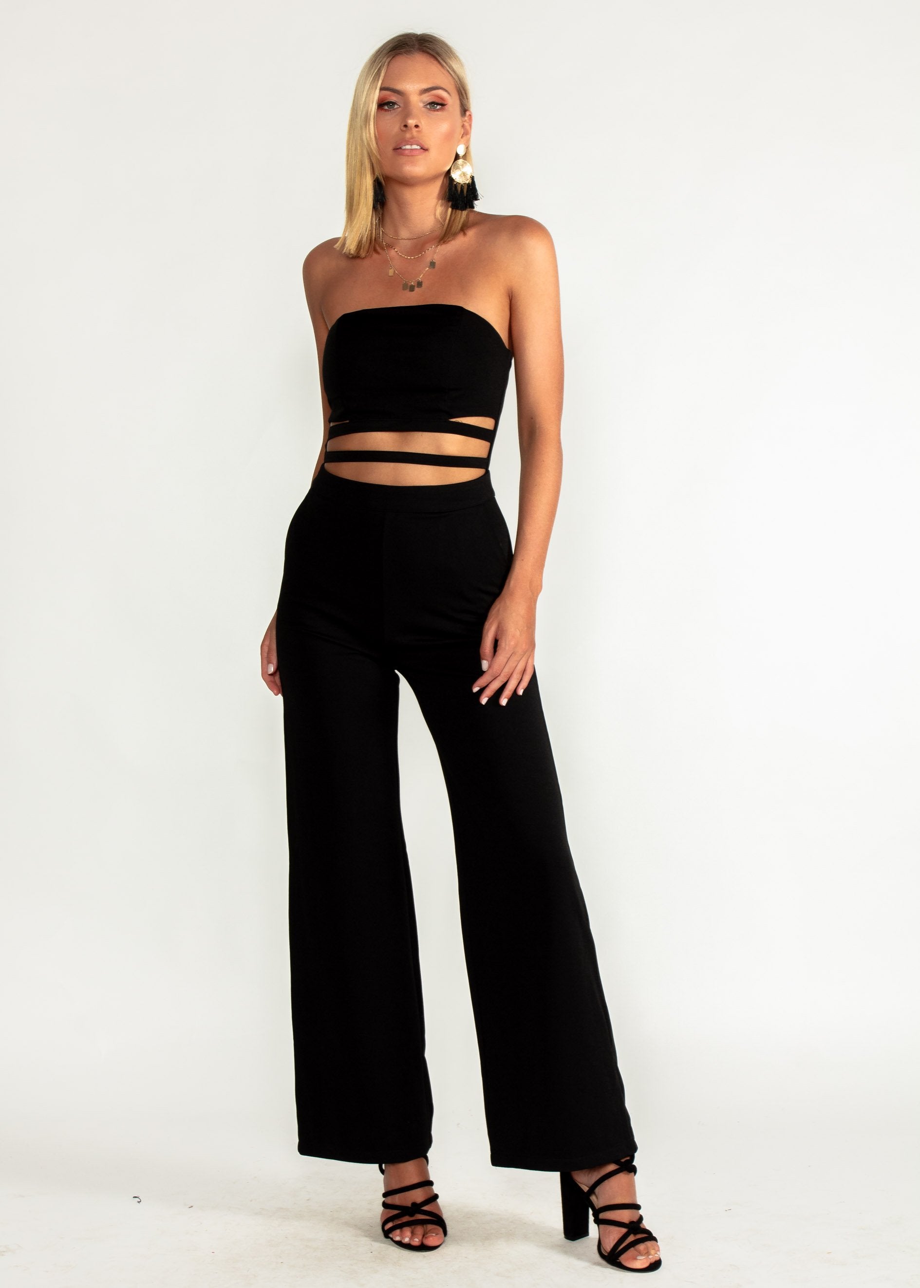 Gisele Strapless Pantsuit - Black