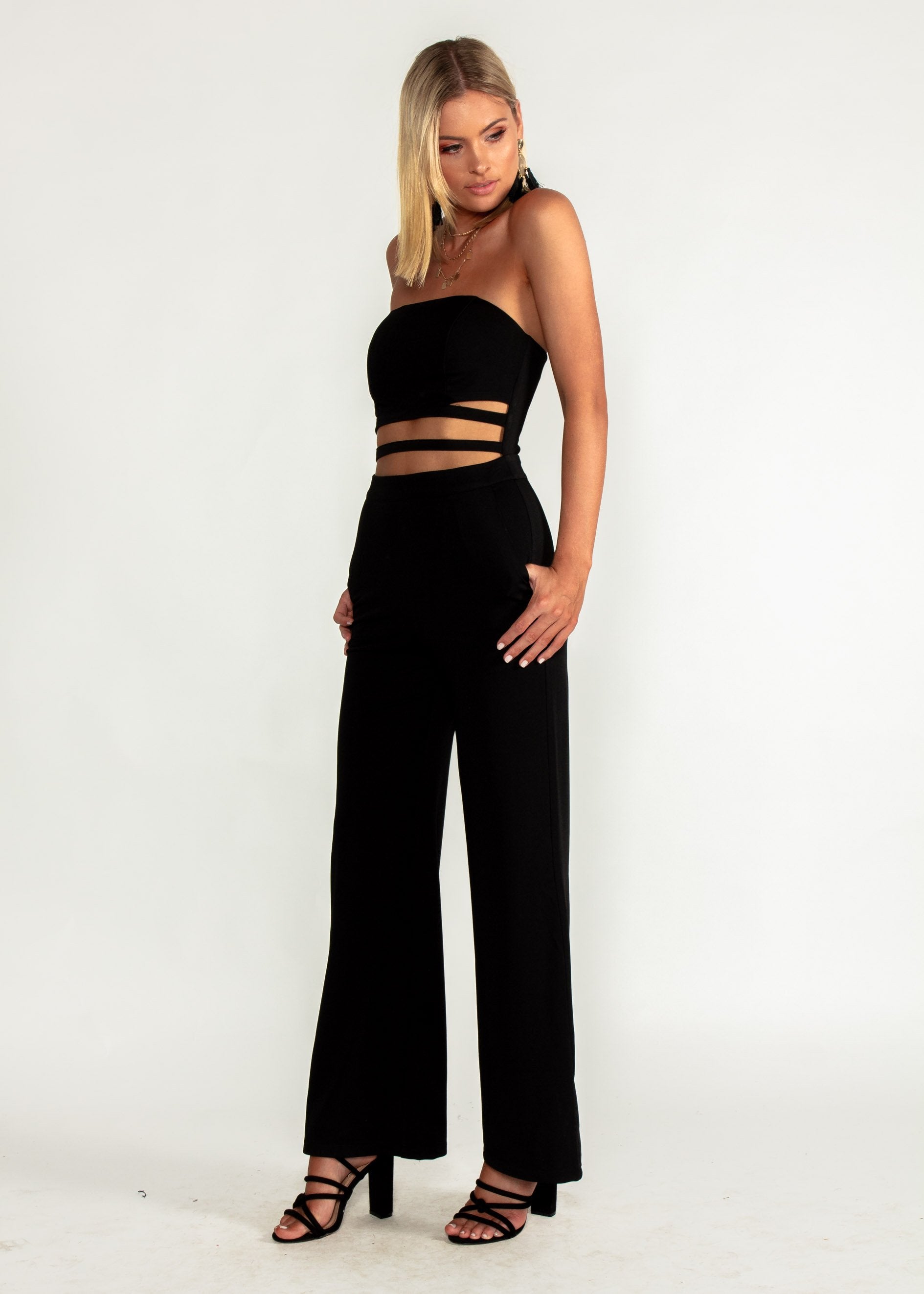 Gisele Strapless Pantsuit - Black