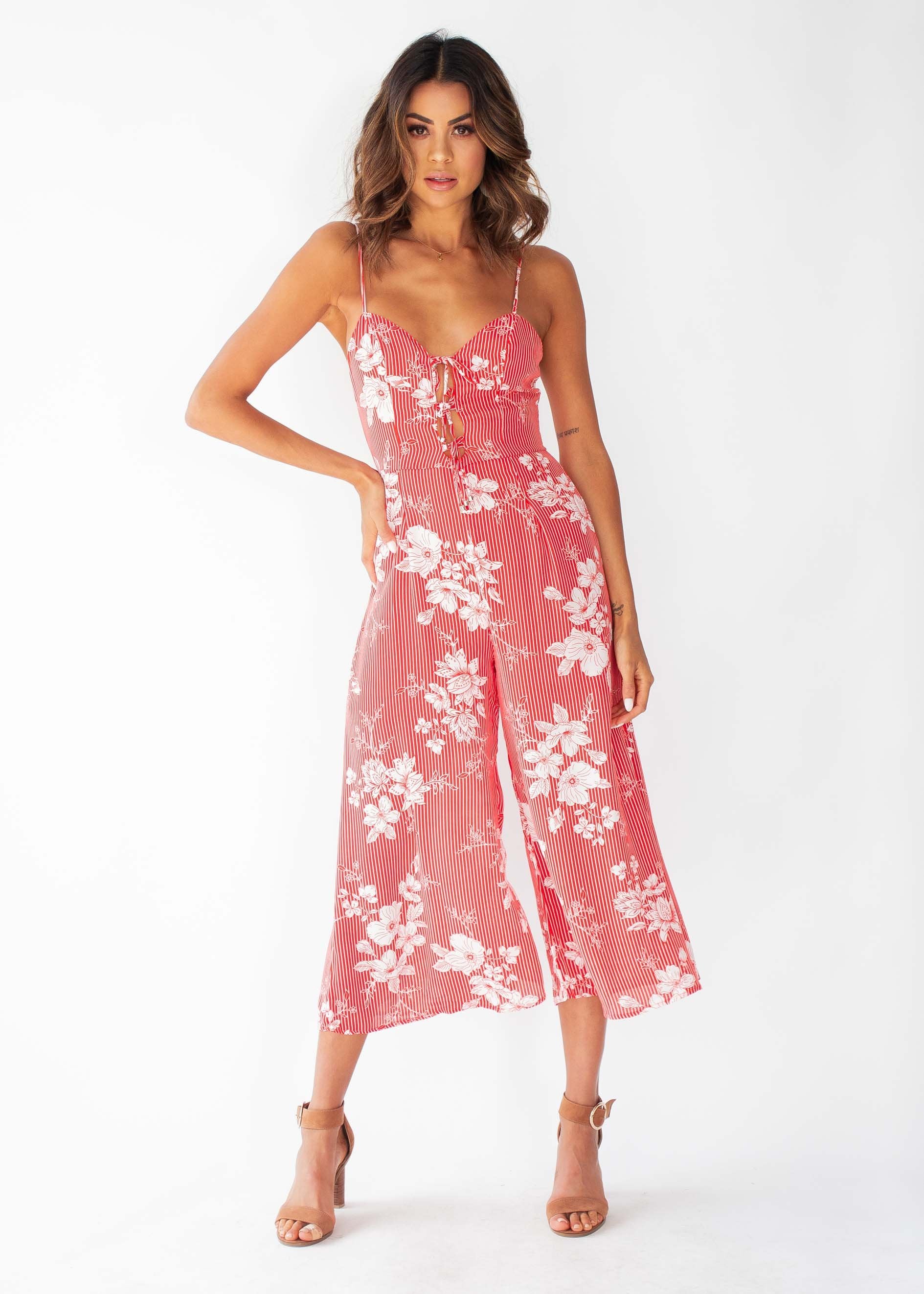 Kiana Pantsuit - Red Floral