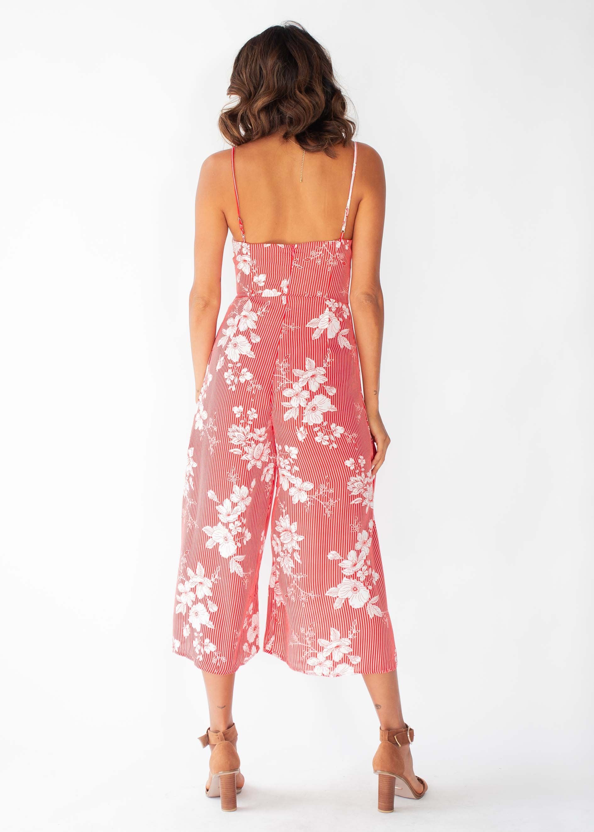 Kiana Pantsuit - Red Floral