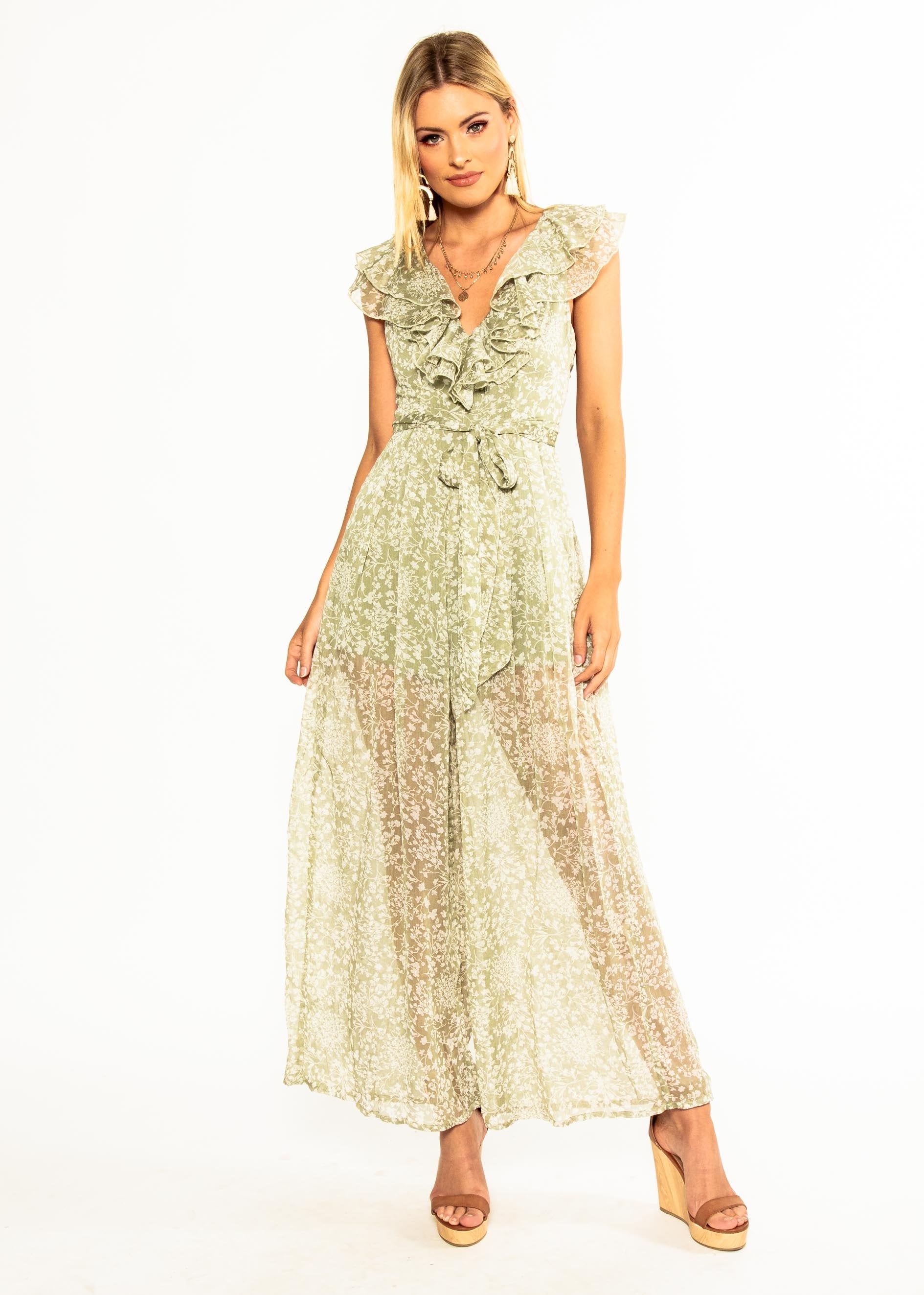Once Before Pantsuit - Dusty Sage Floral