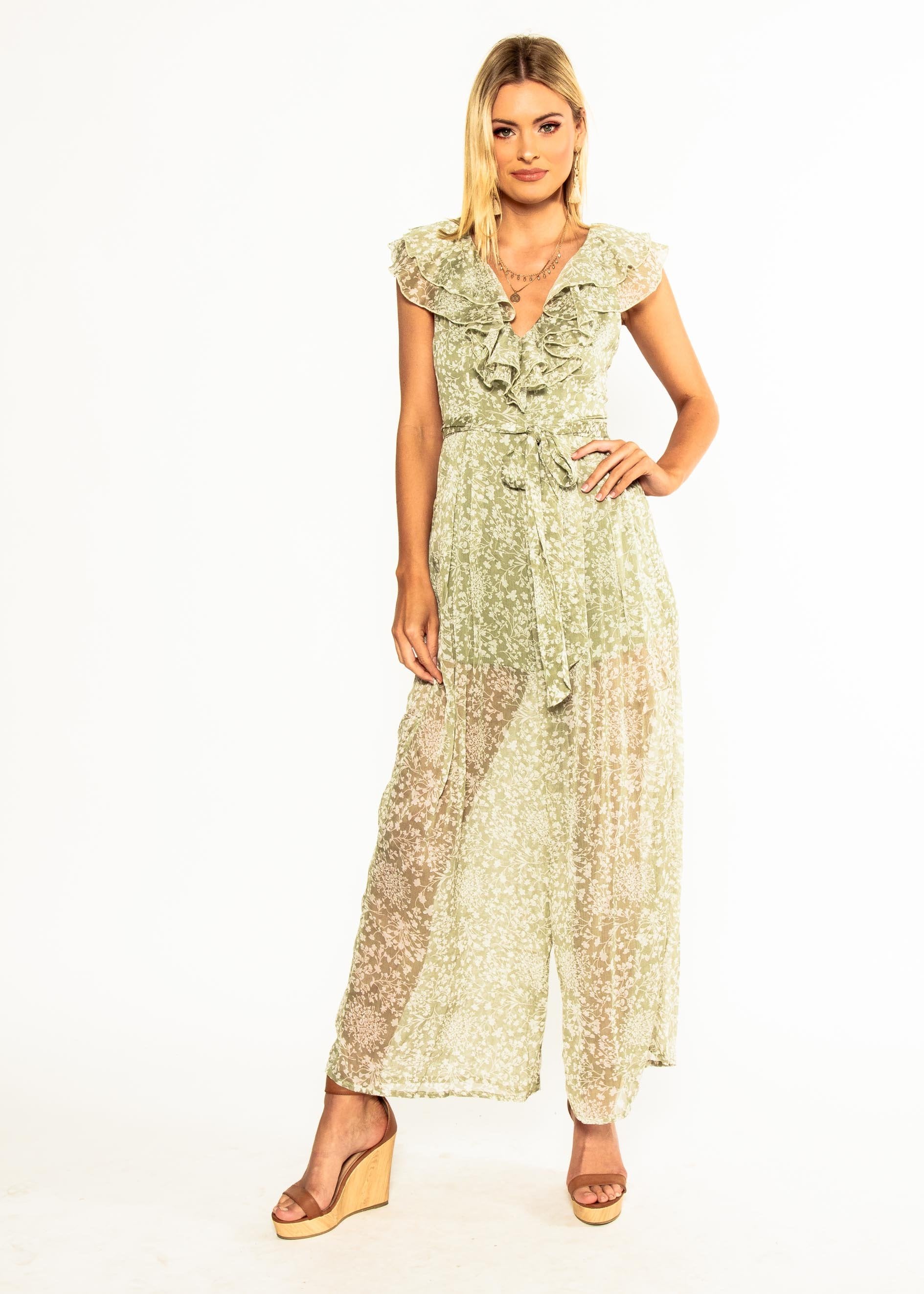 Once Before Pantsuit - Dusty Sage Floral