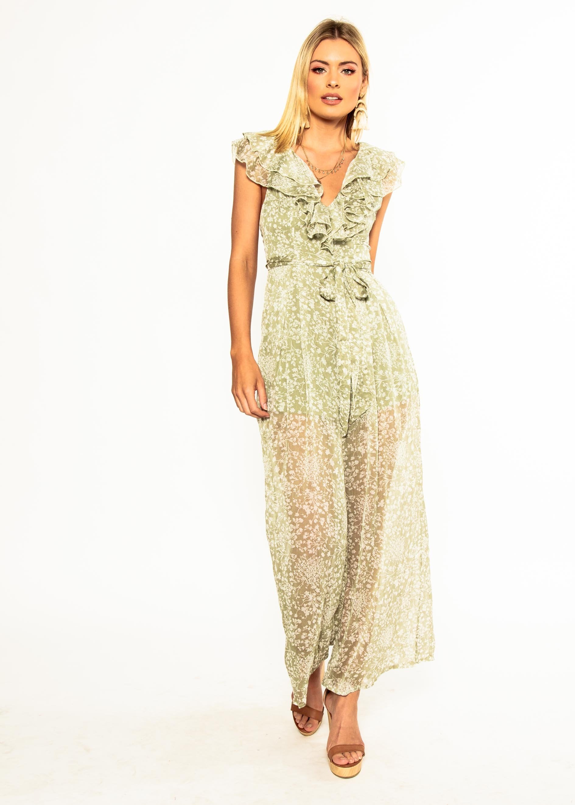 Once Before Pantsuit - Dusty Sage Floral