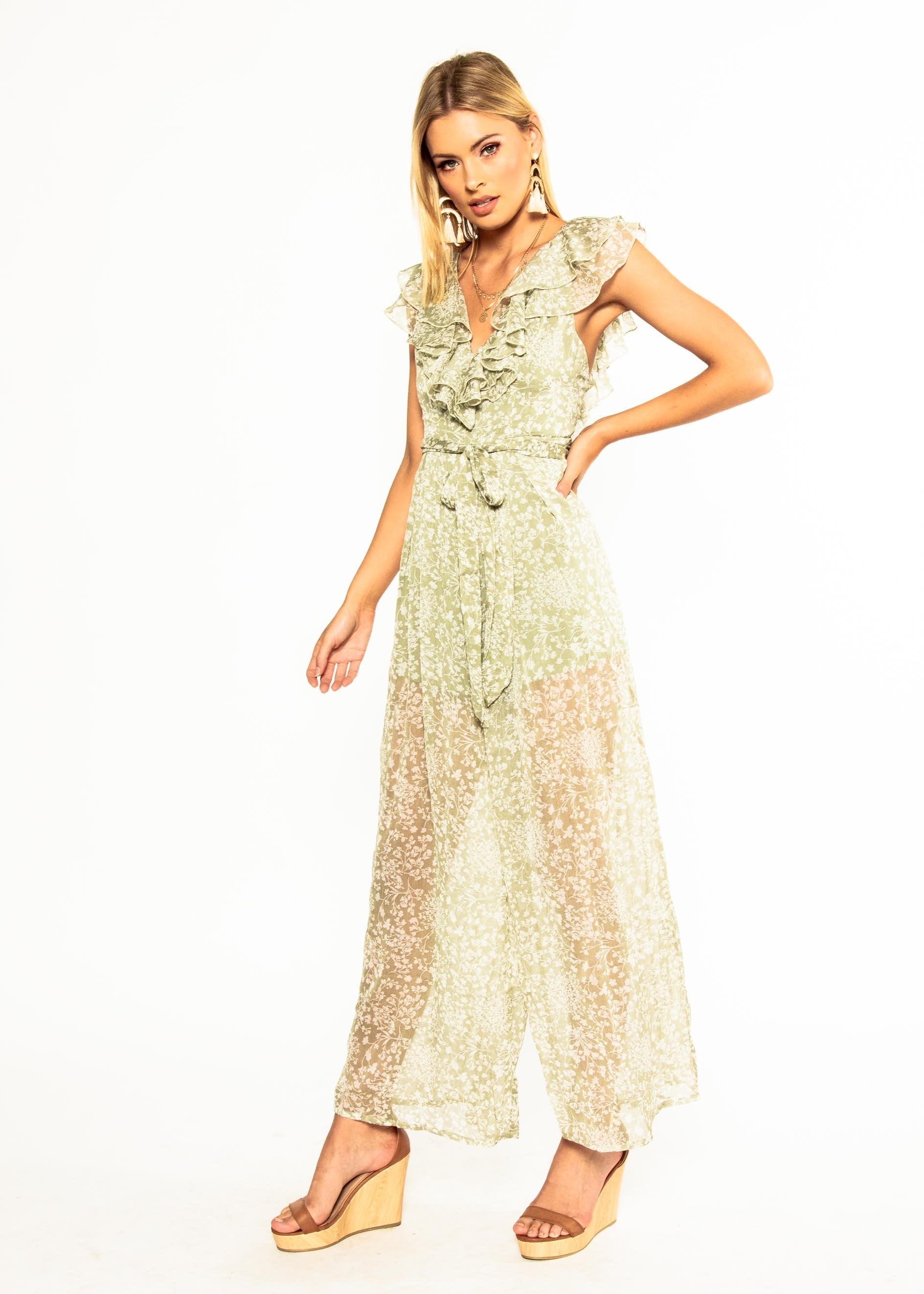 Once Before Pantsuit - Dusty Sage Floral