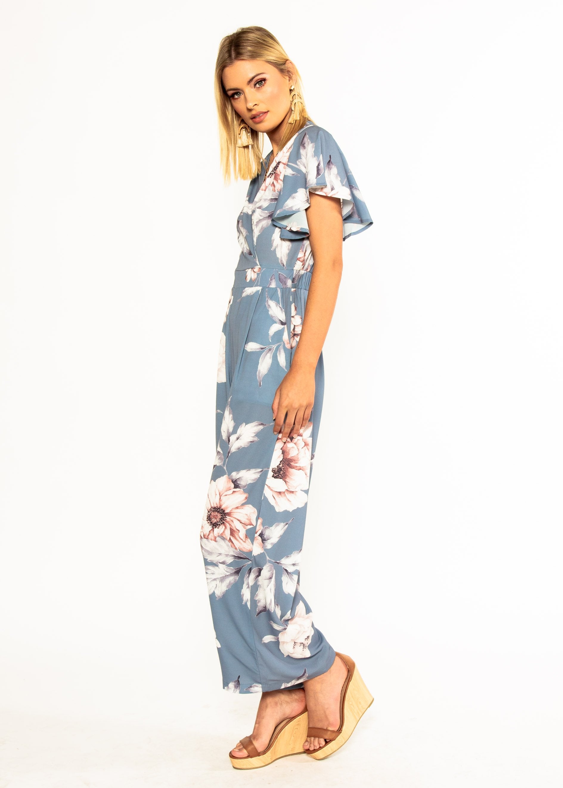 Lead The Way Pantsuit - Blue Floral