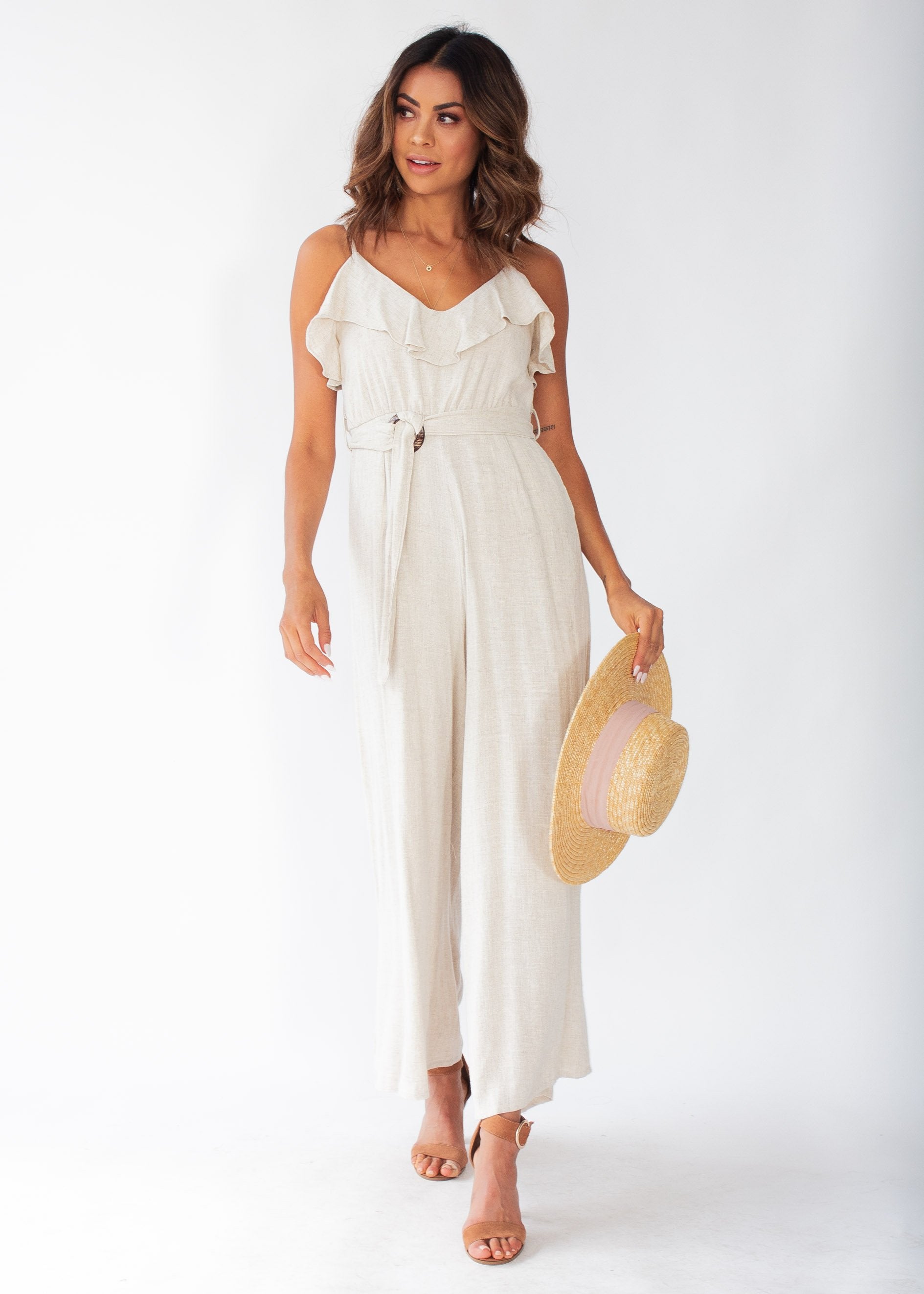 Unforgettable Wide Leg Pantsuit - Natural