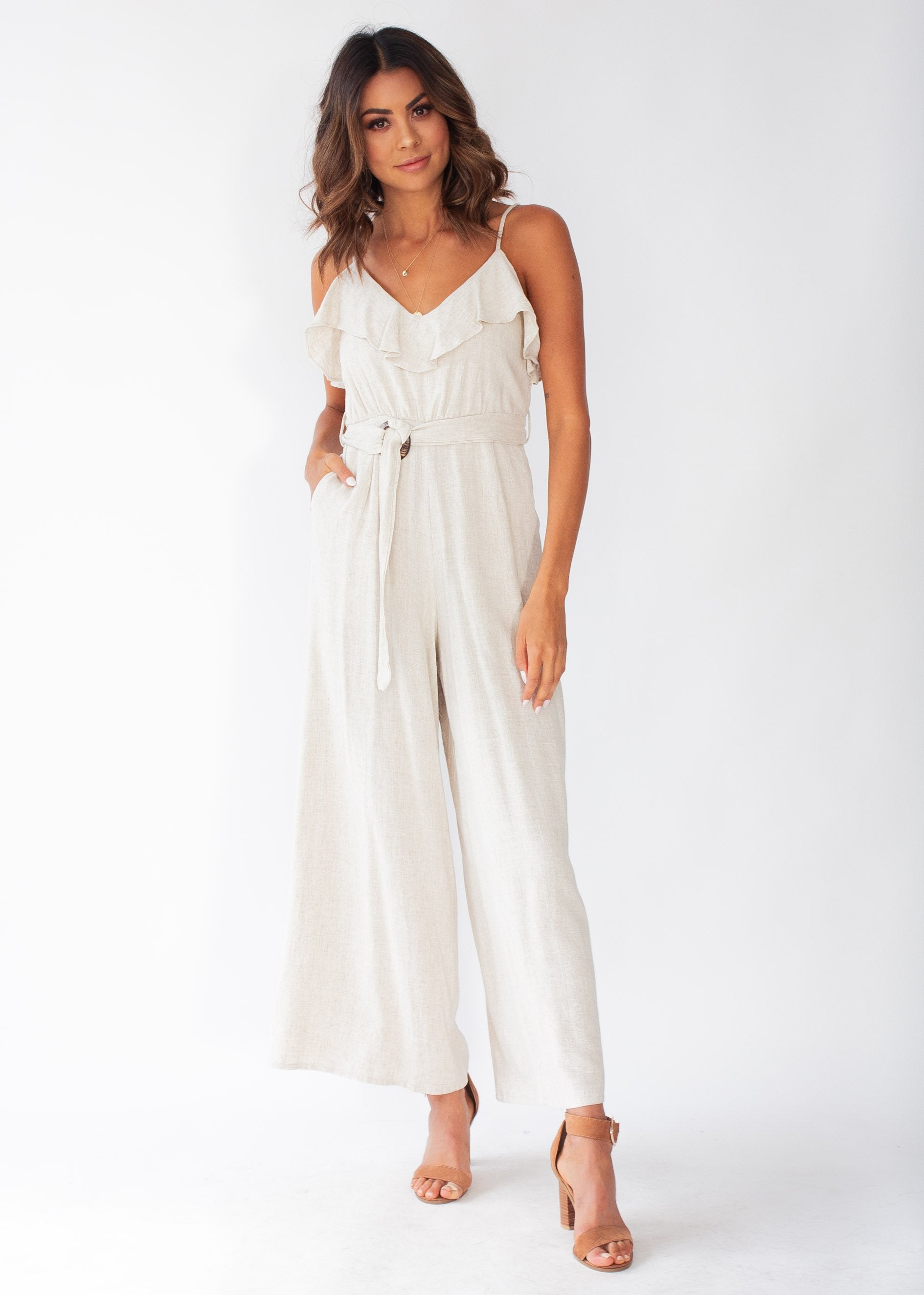 Unforgettable Wide Leg Pantsuit - Natural