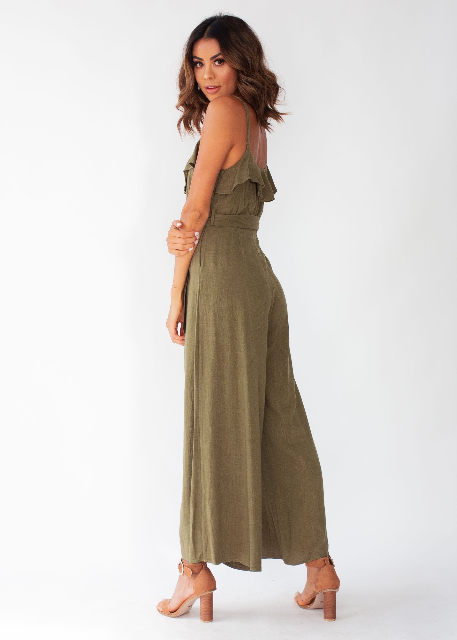 Unforgettable Wide Leg Pantsuit - Khaki