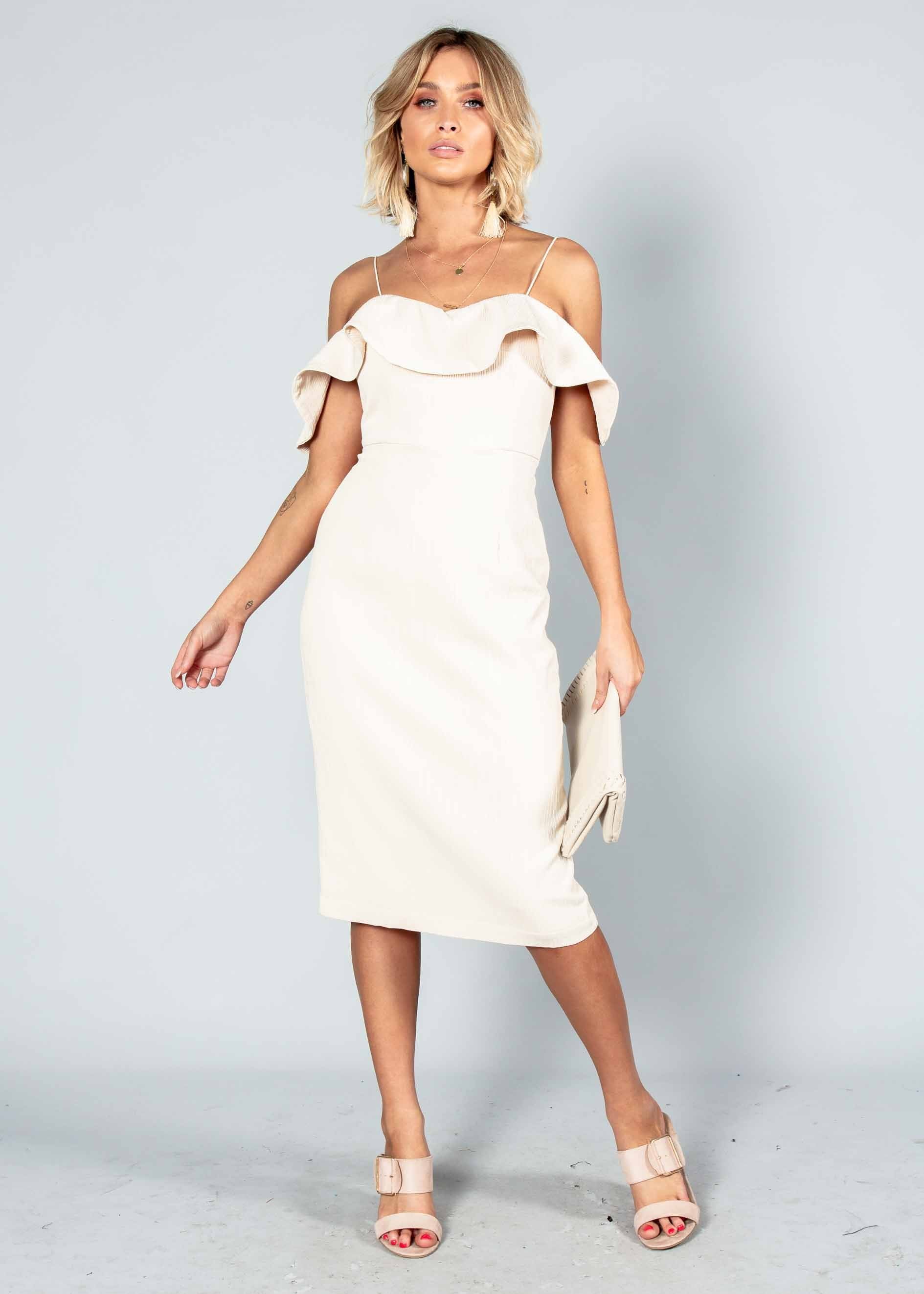 Stay Forever Midi Dress - Beige