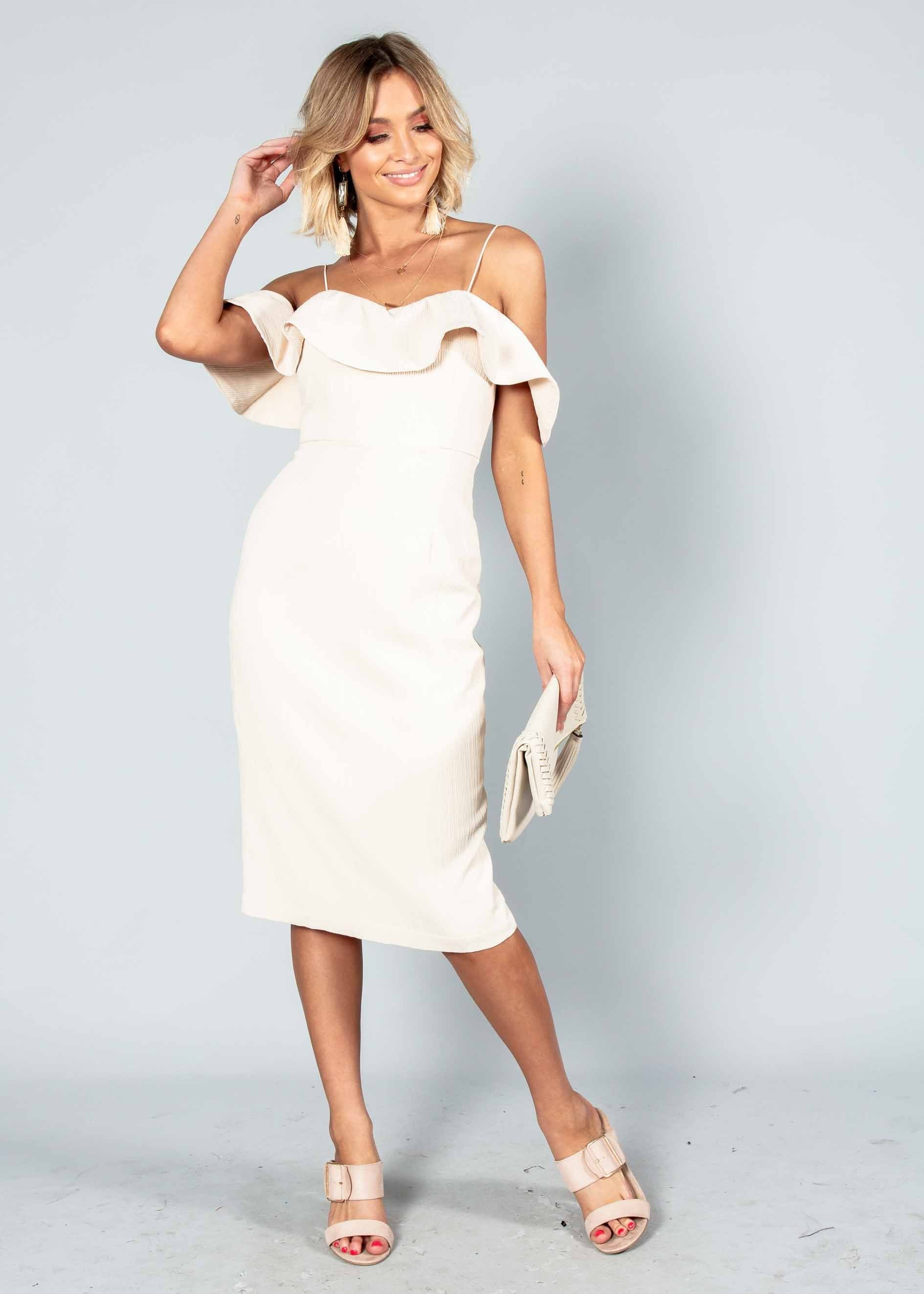 Stay Forever Midi Dress - Beige