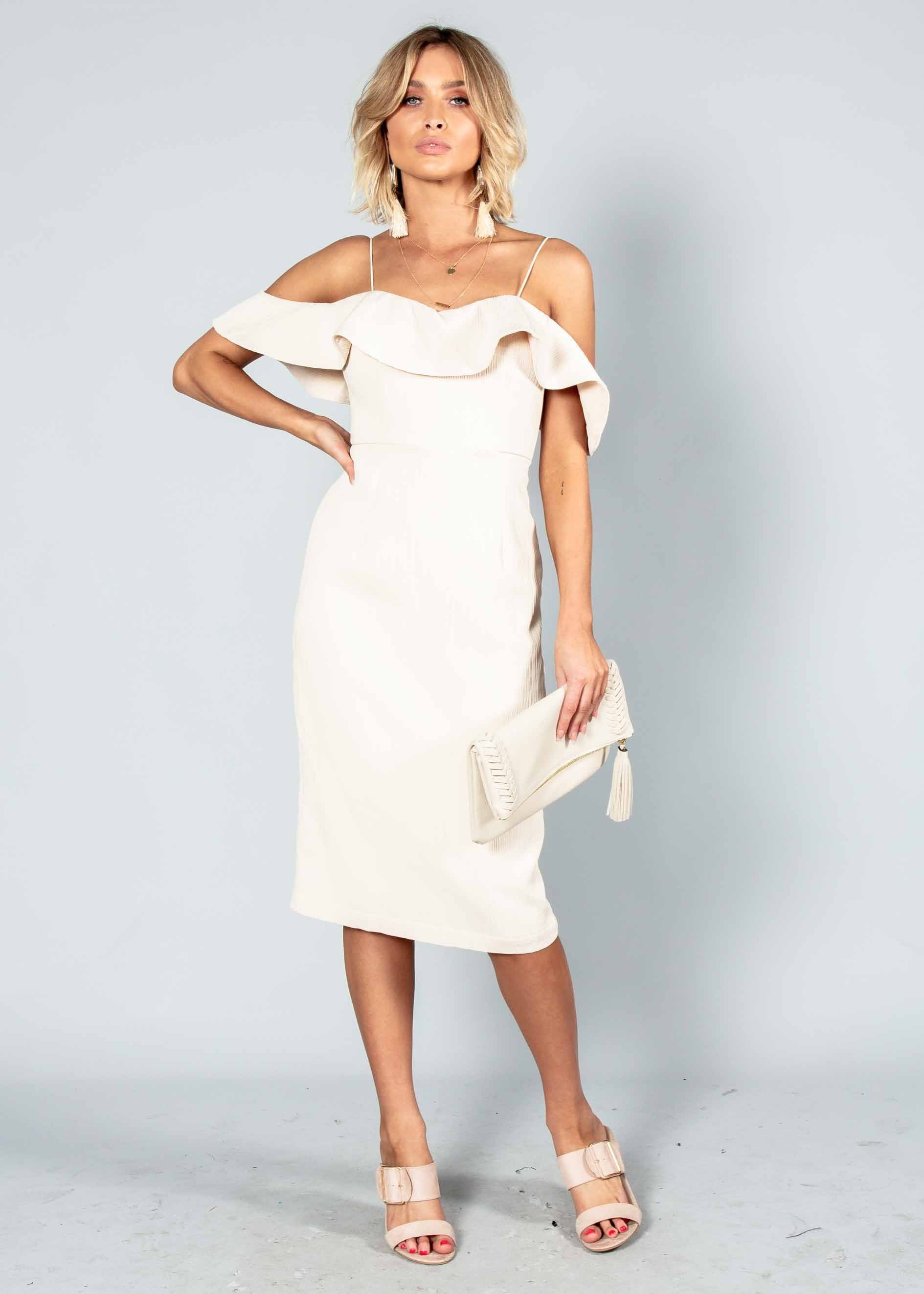 Stay Forever Midi Dress - Beige