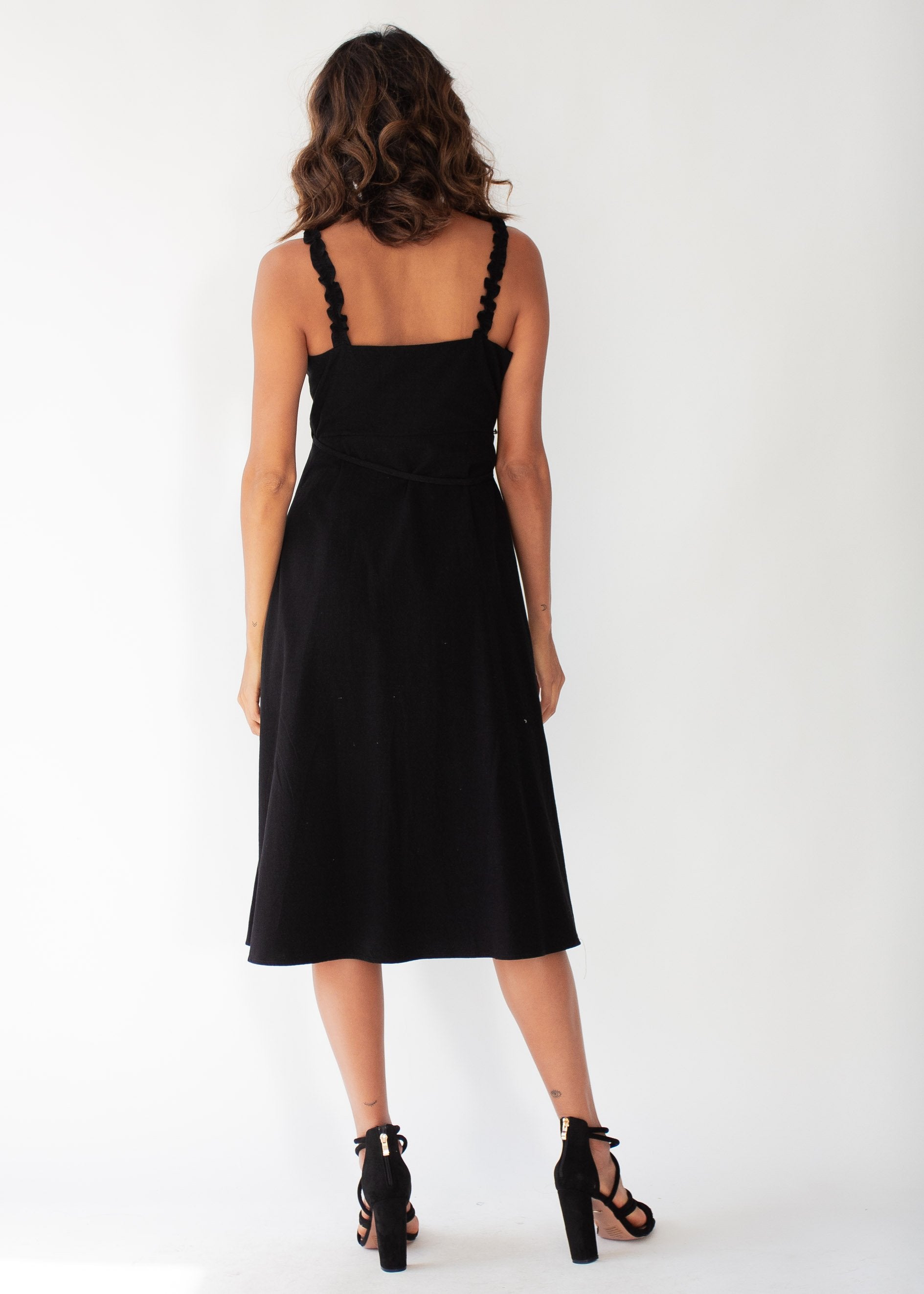 Salt Breeze Wrap Midi Dress - Black