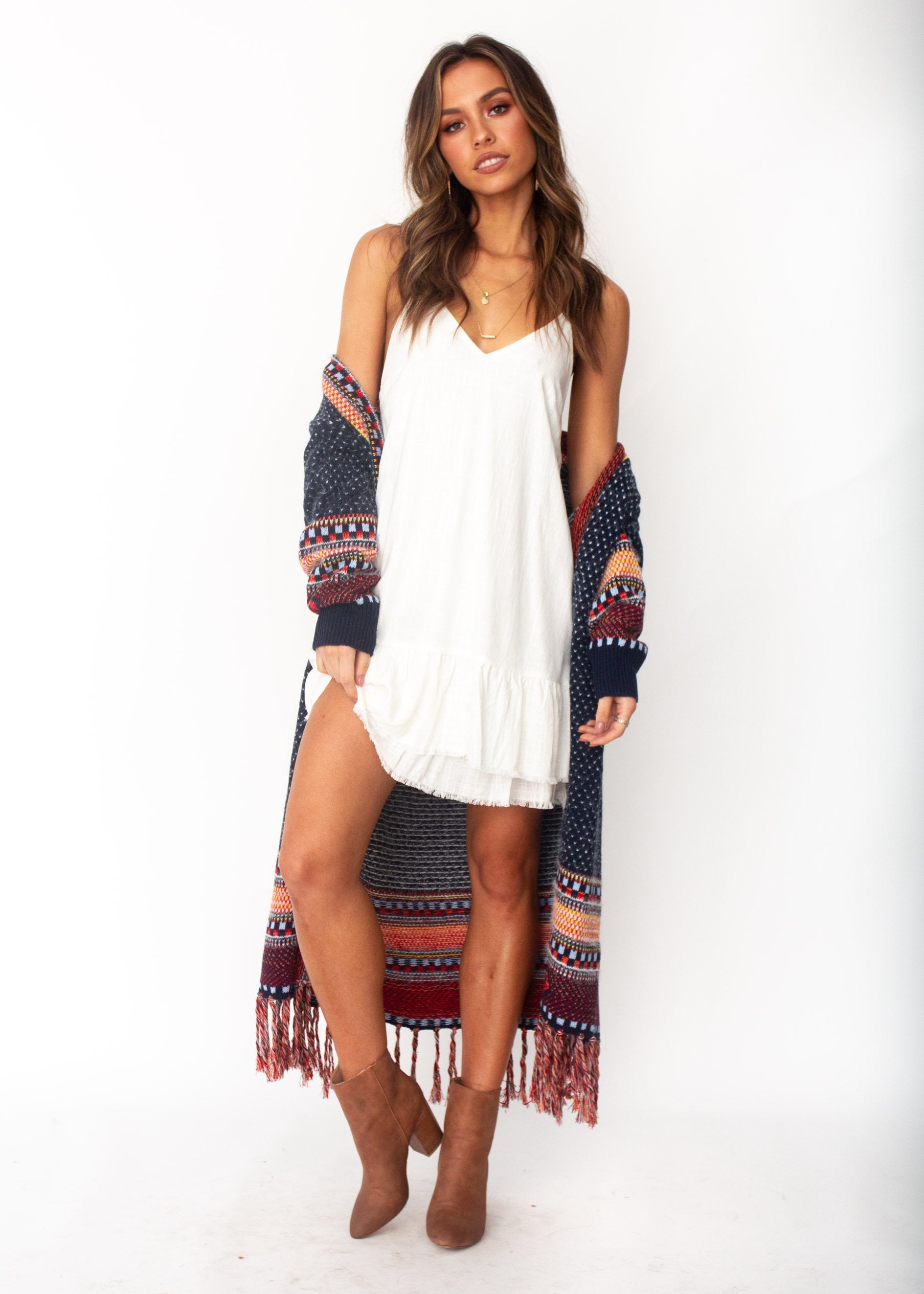 Corrina Linen Swing Dress - White