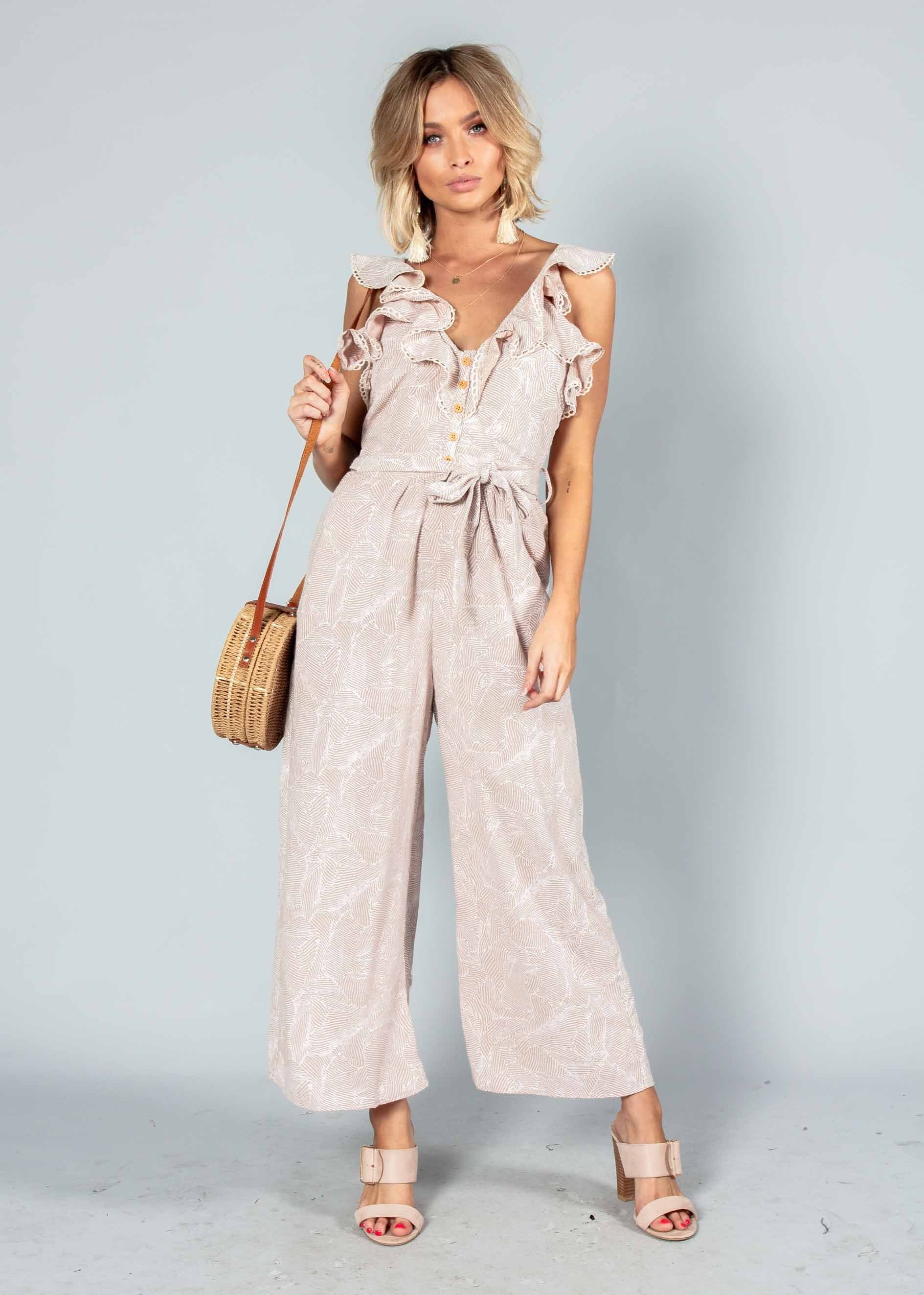 Slow Burn Pantsuit w/ Tie - Blush Haze