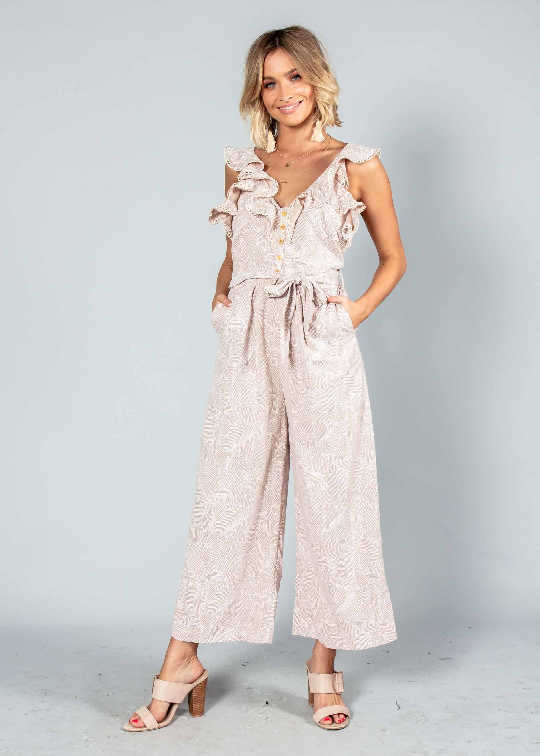 Slow Burn Pantsuit w/ Tie - Blush Haze
