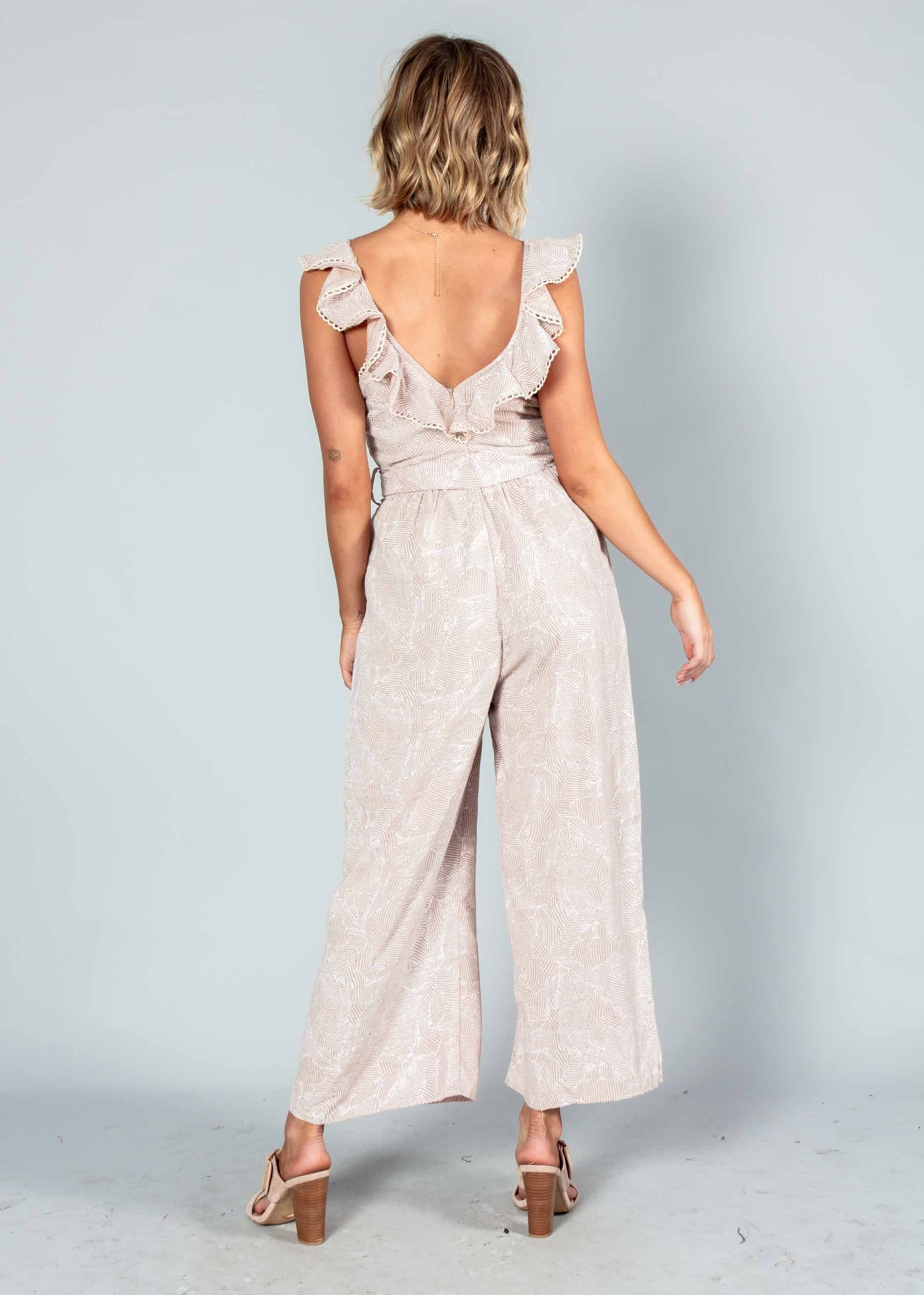 Slow Burn Pantsuit w/ Tie - Blush Haze