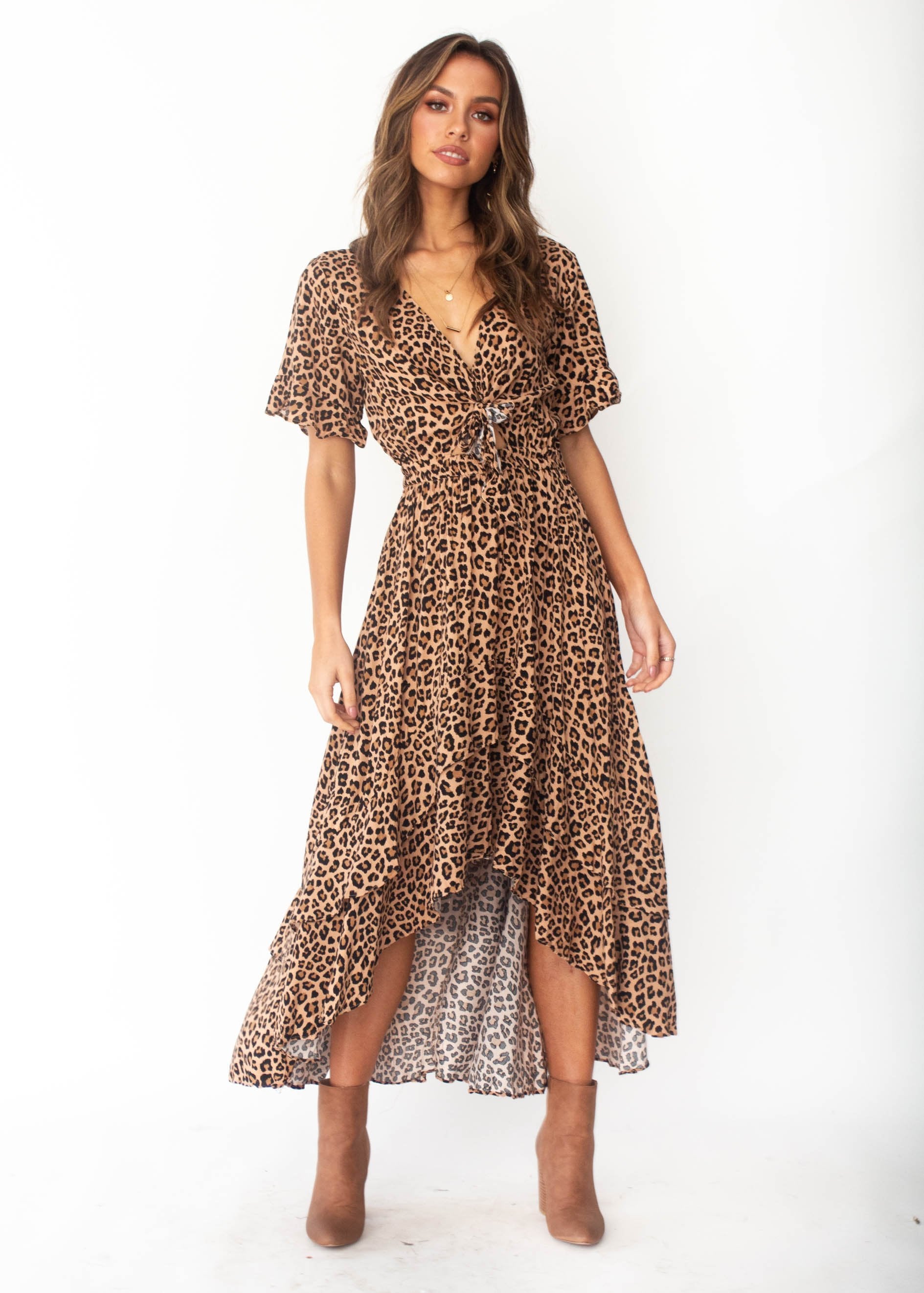 Women's Feel Like This Hi-Lo Maxi Dress - Leopard Print