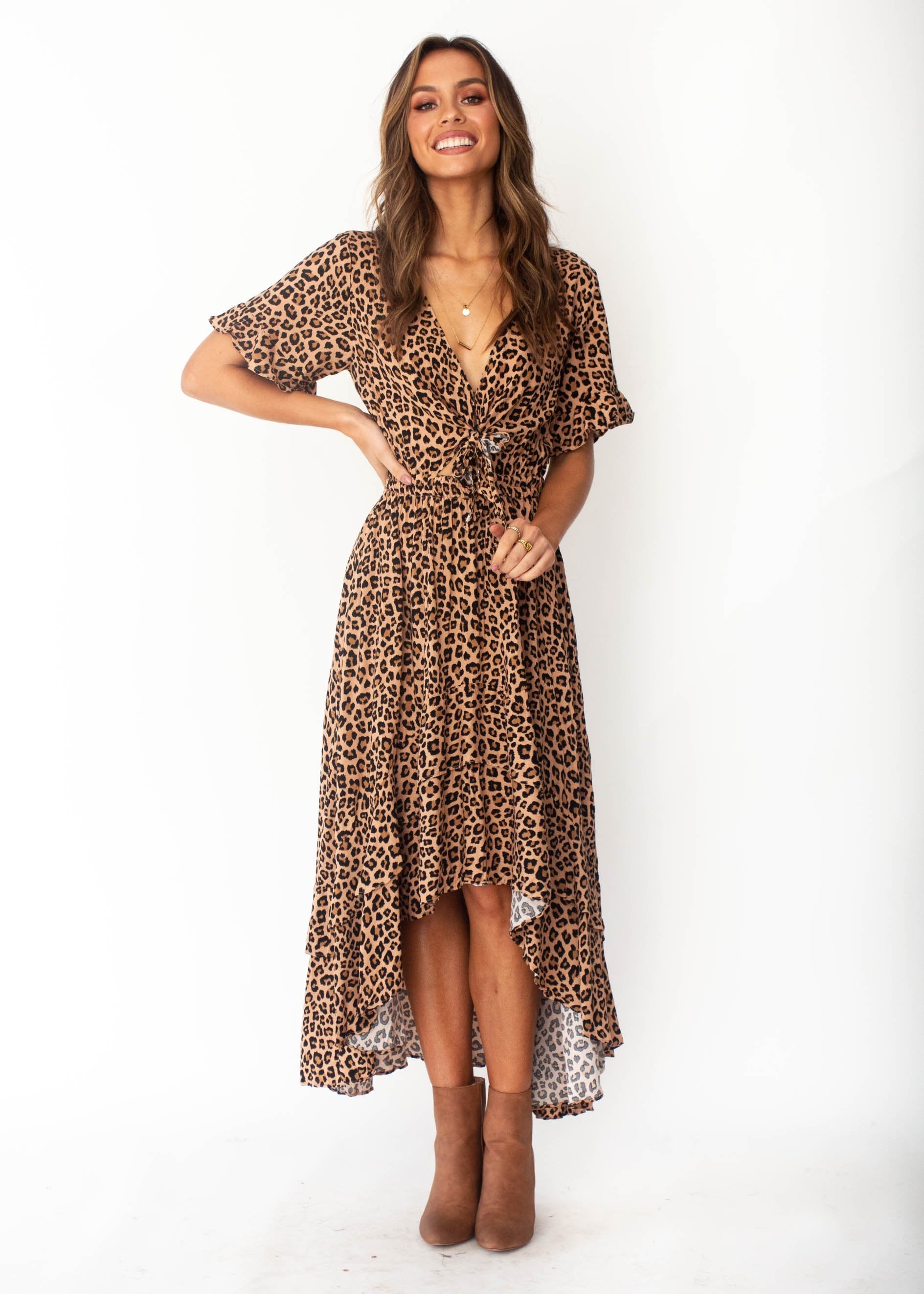 Feel Like This Hi-Lo Maxi Dress - Leopard