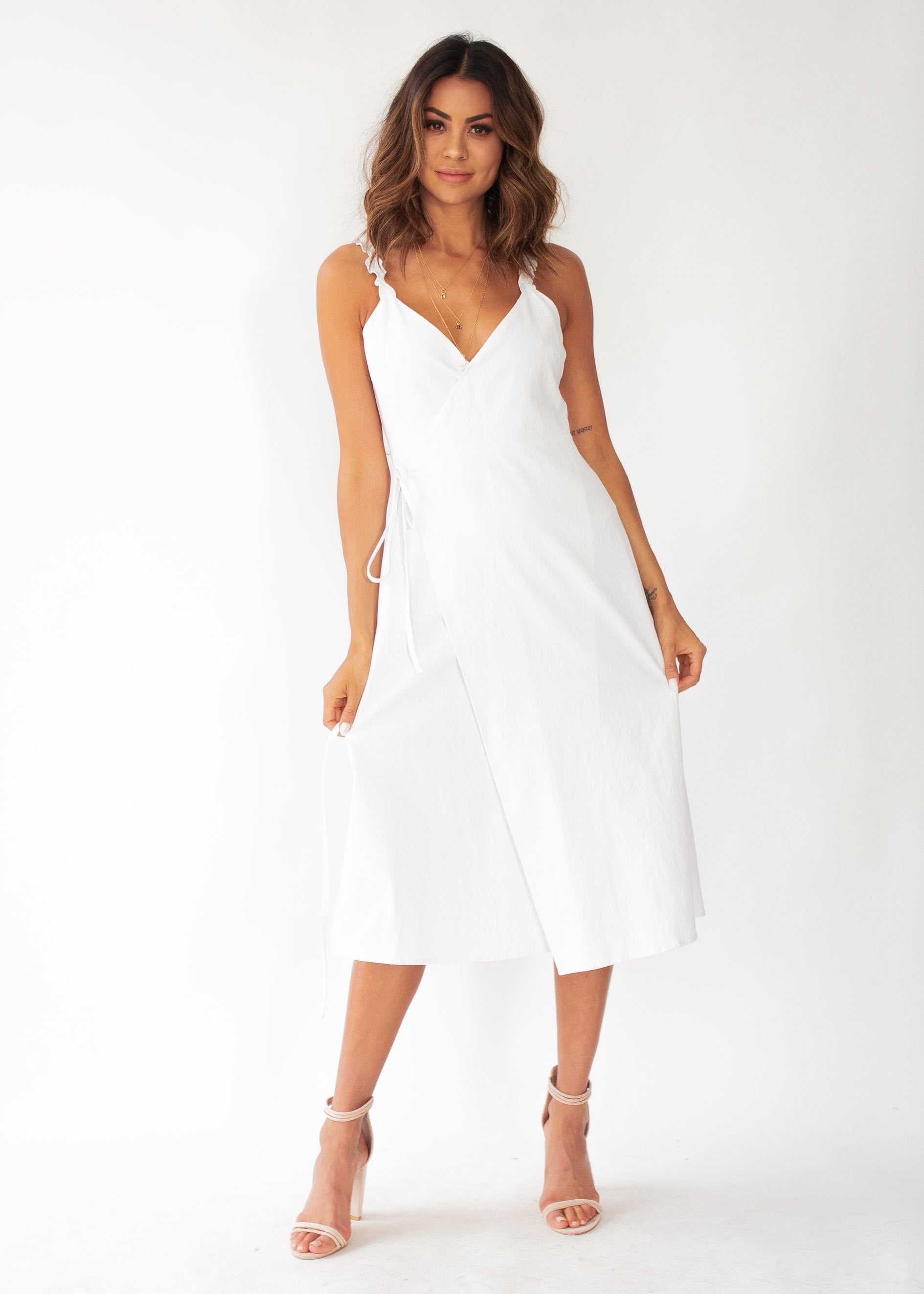 Salt Breeze Wrap Midi Dress - White