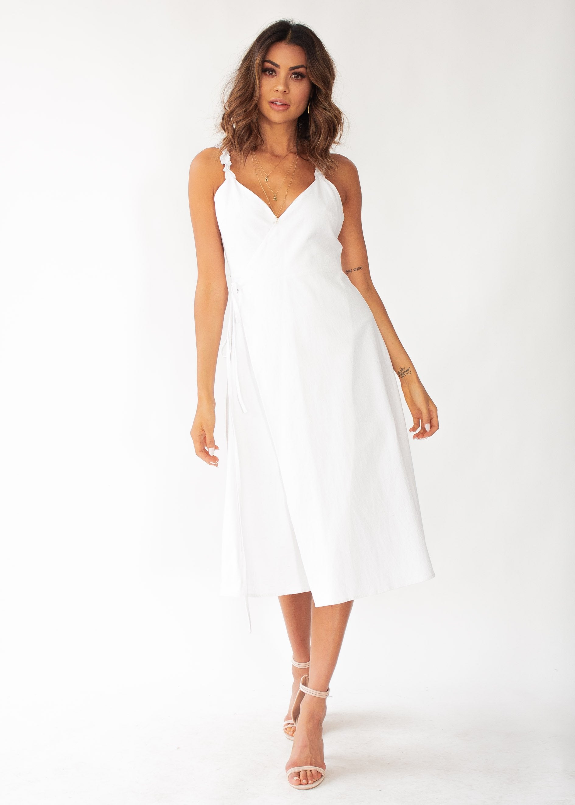 Salt Breeze Wrap Midi Dress - White