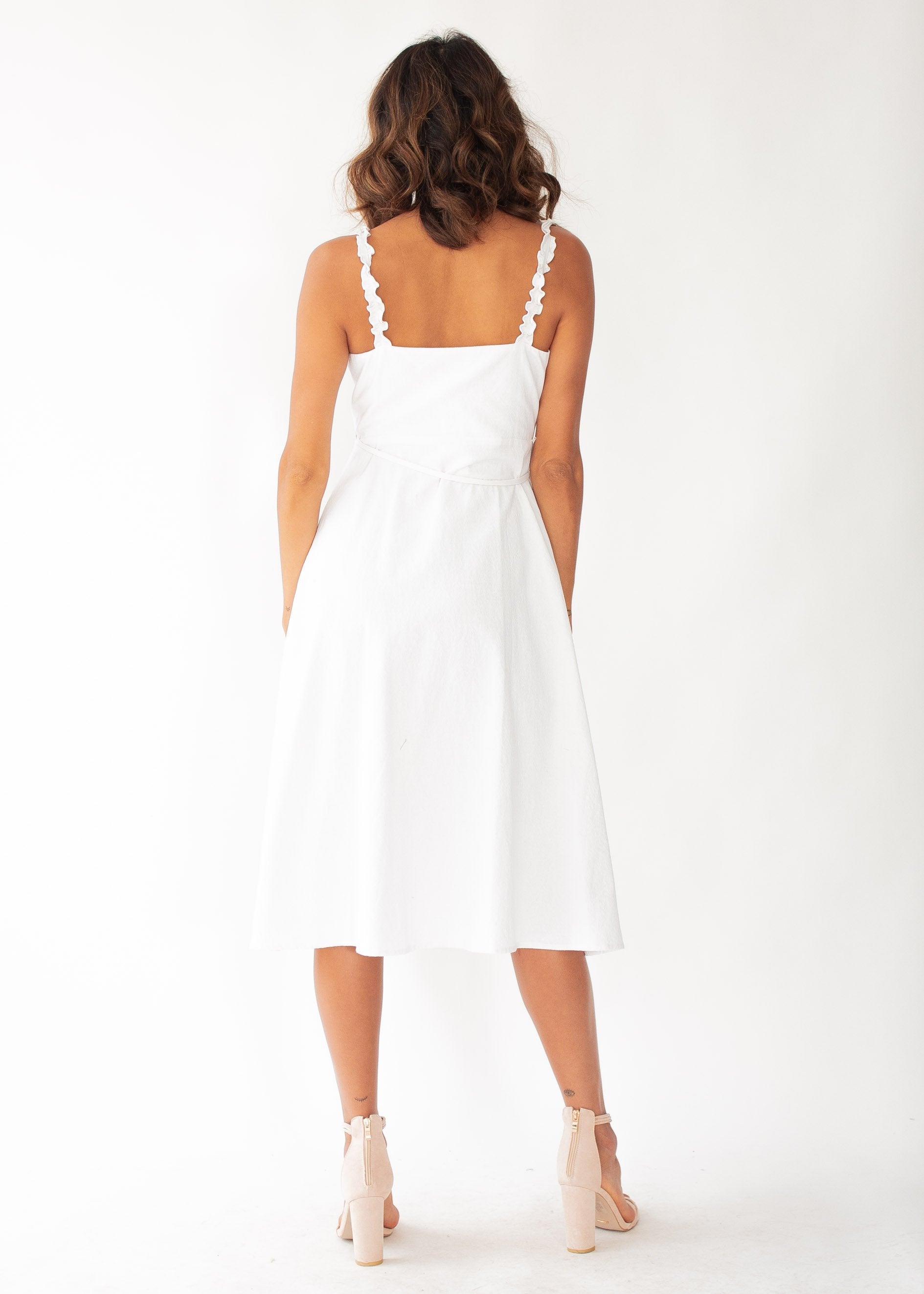 Salt Breeze Wrap Midi Dress - White
