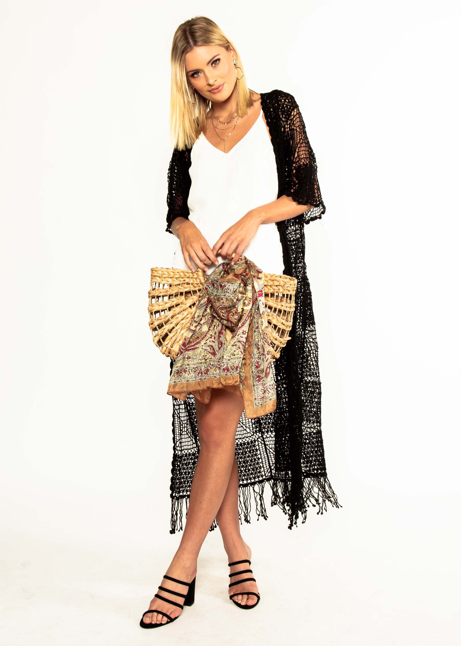 Set You Free Crochet Cape - Black