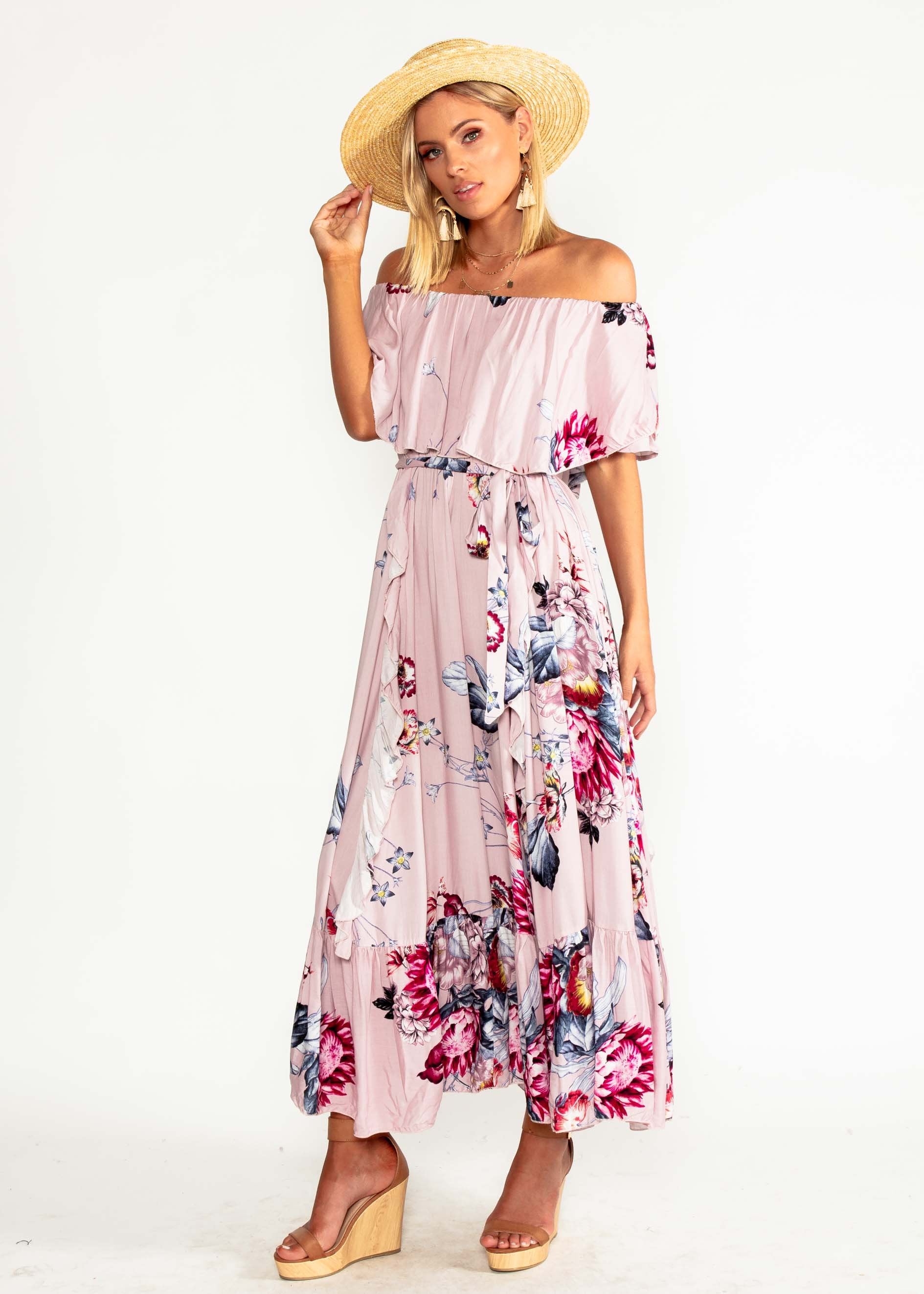 Georgie Off Shoulder Maxi Dress - Dahlia