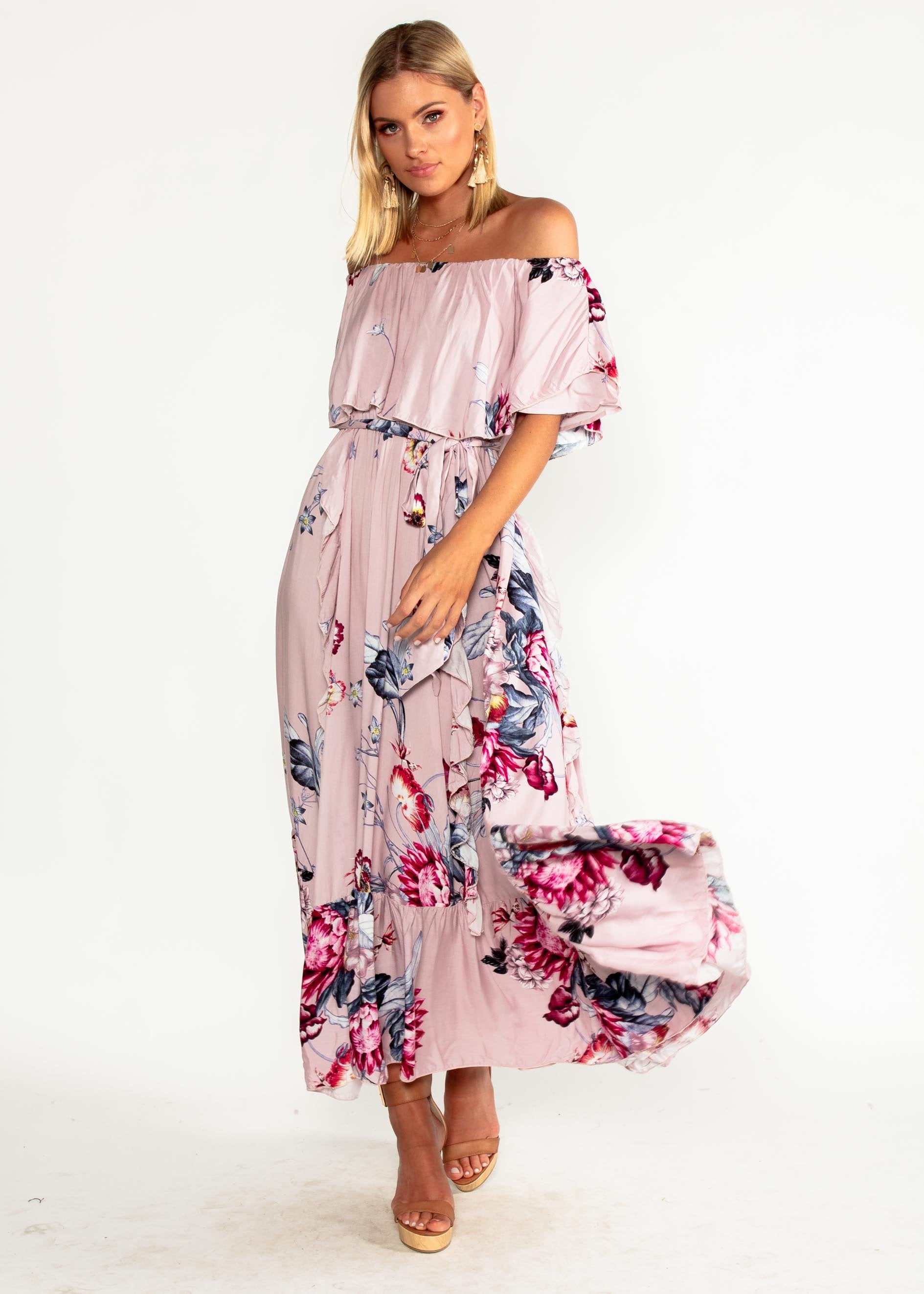 Georgie Off Shoulder Maxi Dress - Dahlia