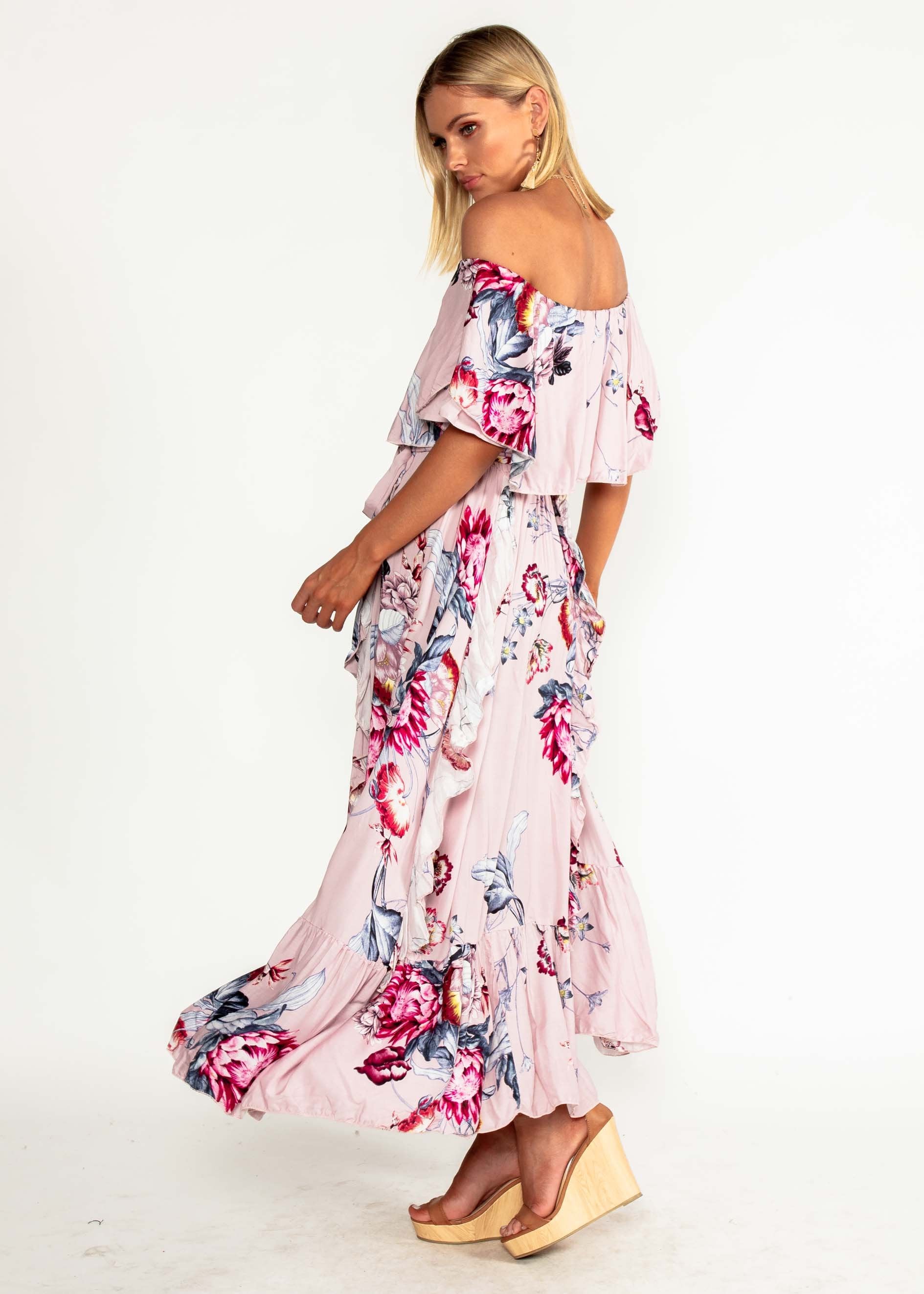 Georgie Off Shoulder Maxi Dress - Dahlia