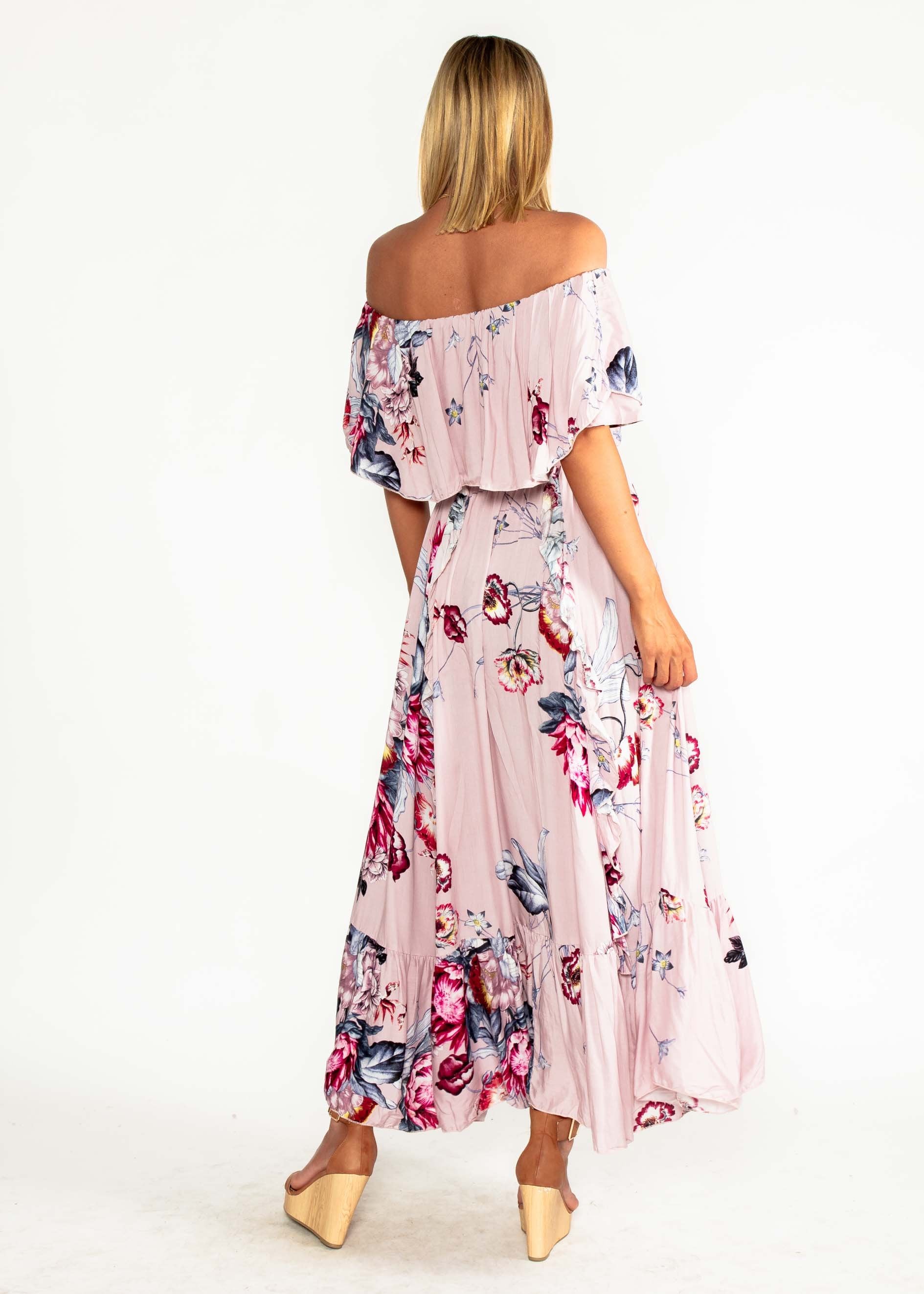 Georgie Off Shoulder Maxi Dress - Dahlia