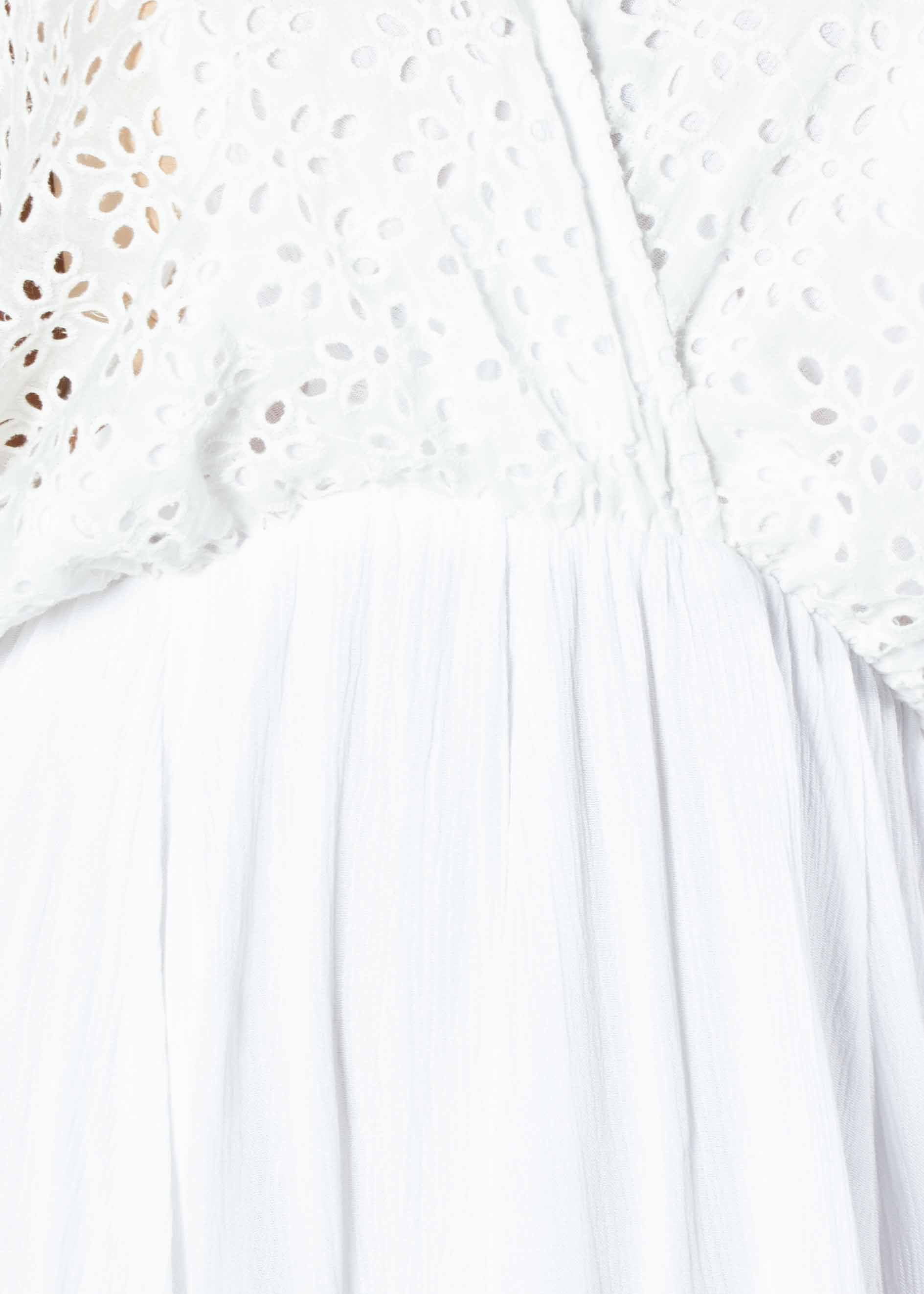 Liana Embroidered Swing Dress w/ Tie - White
