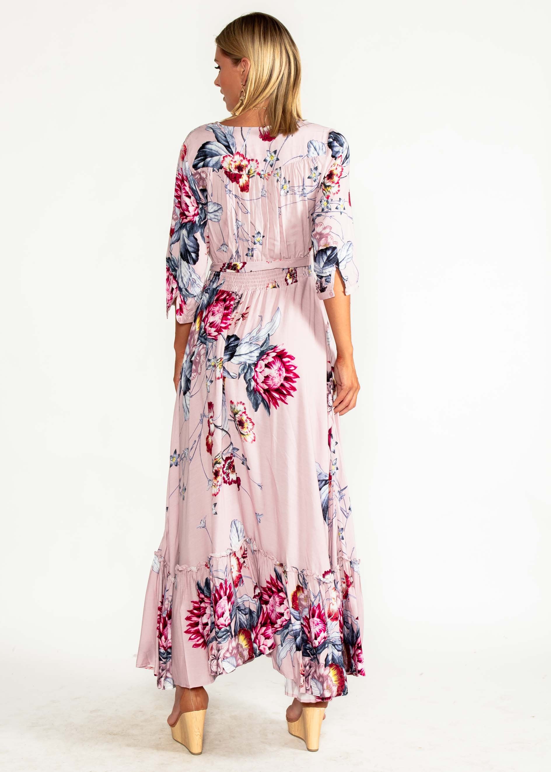 Colette Maxi Dress w/ Tie - Dahlia