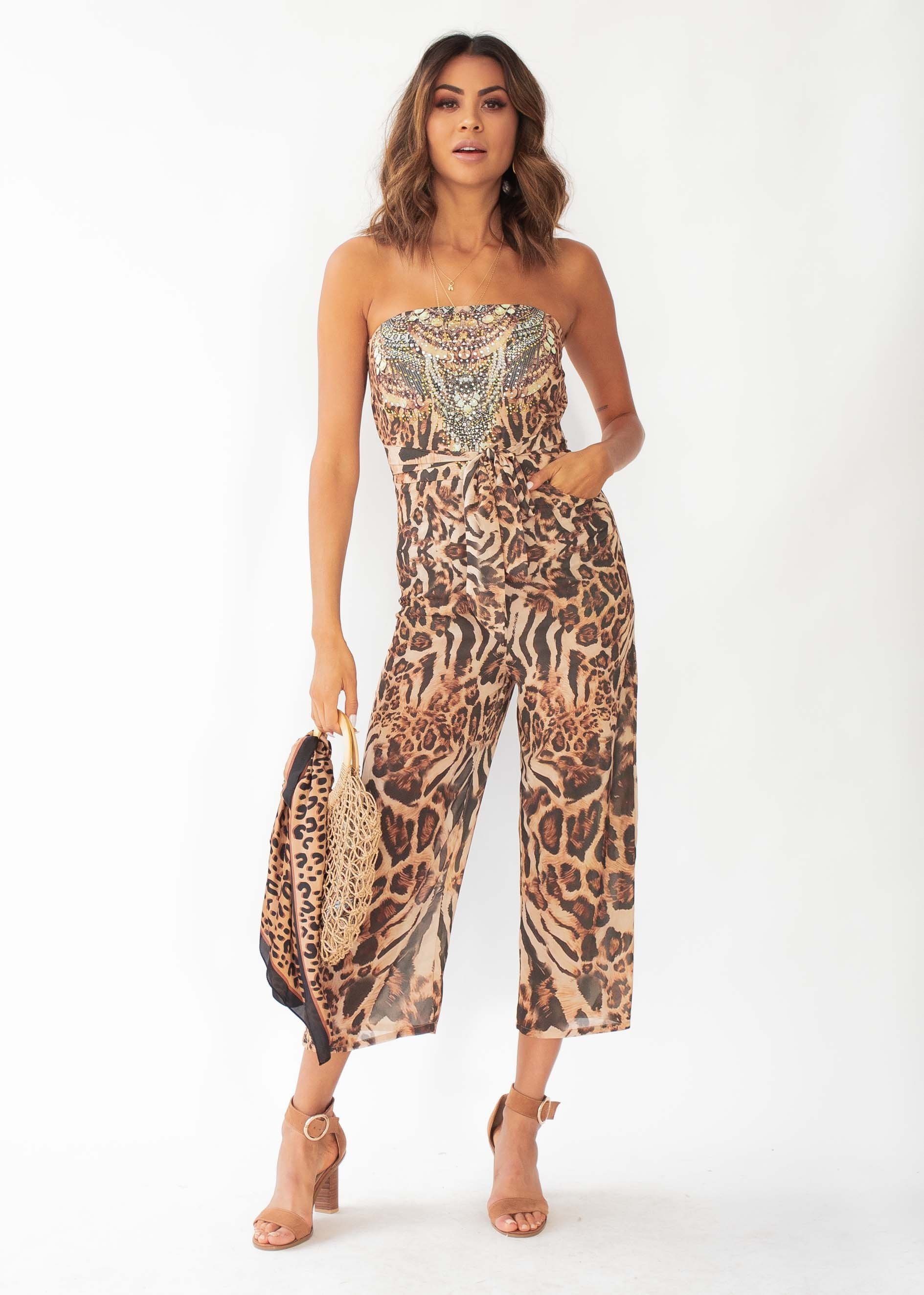 Novella Strapless Pantsuit - Jaguar