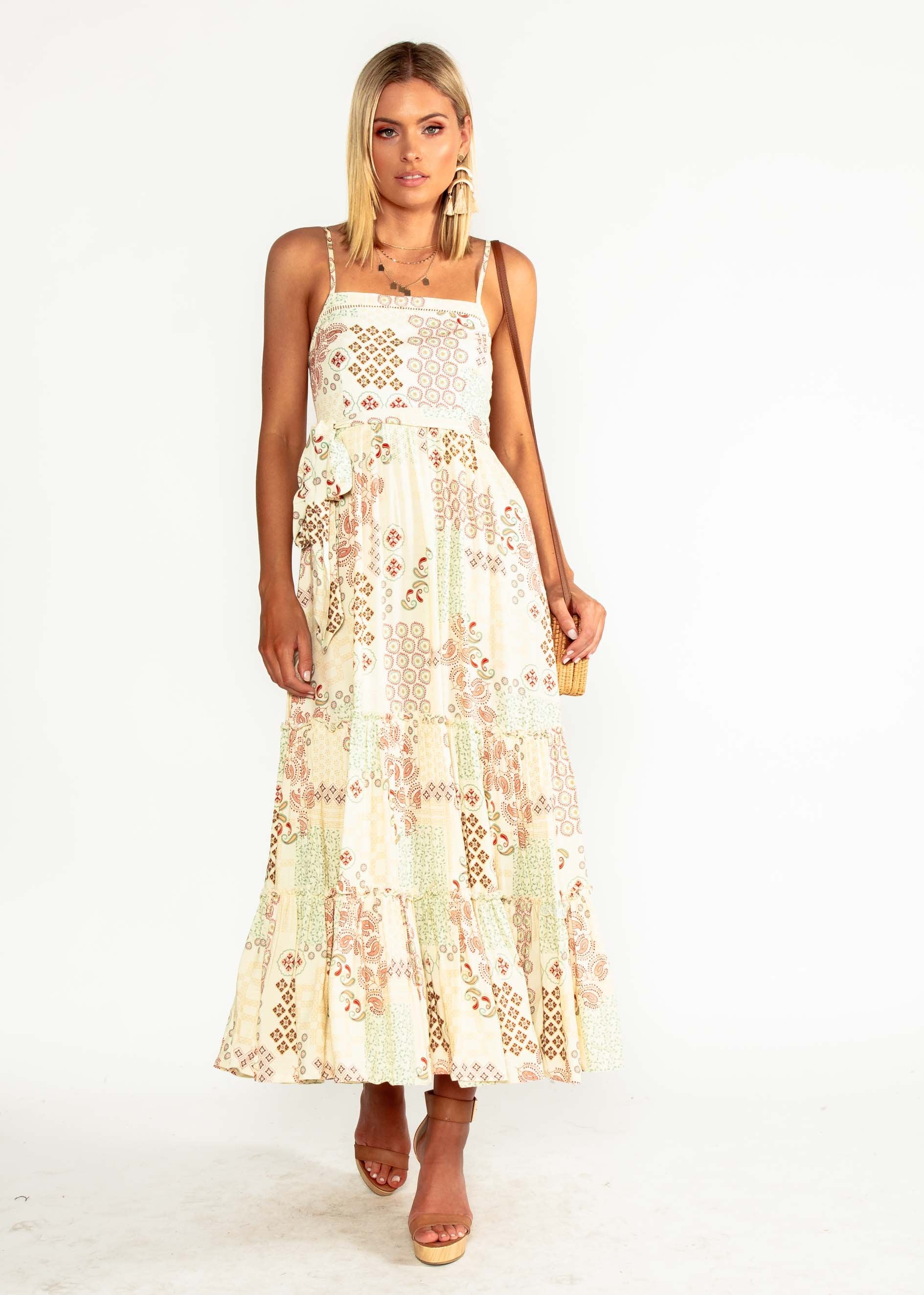Billie Maxi Dress w/ Tie - Rising Sun