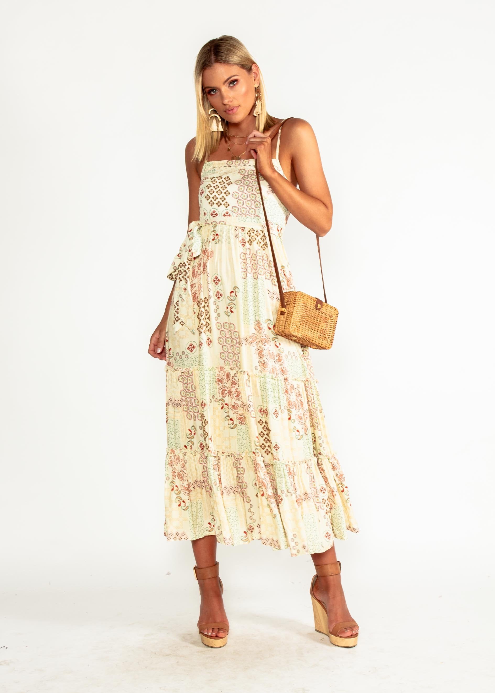 Billie Maxi Dress w/ Tie - Rising Sun