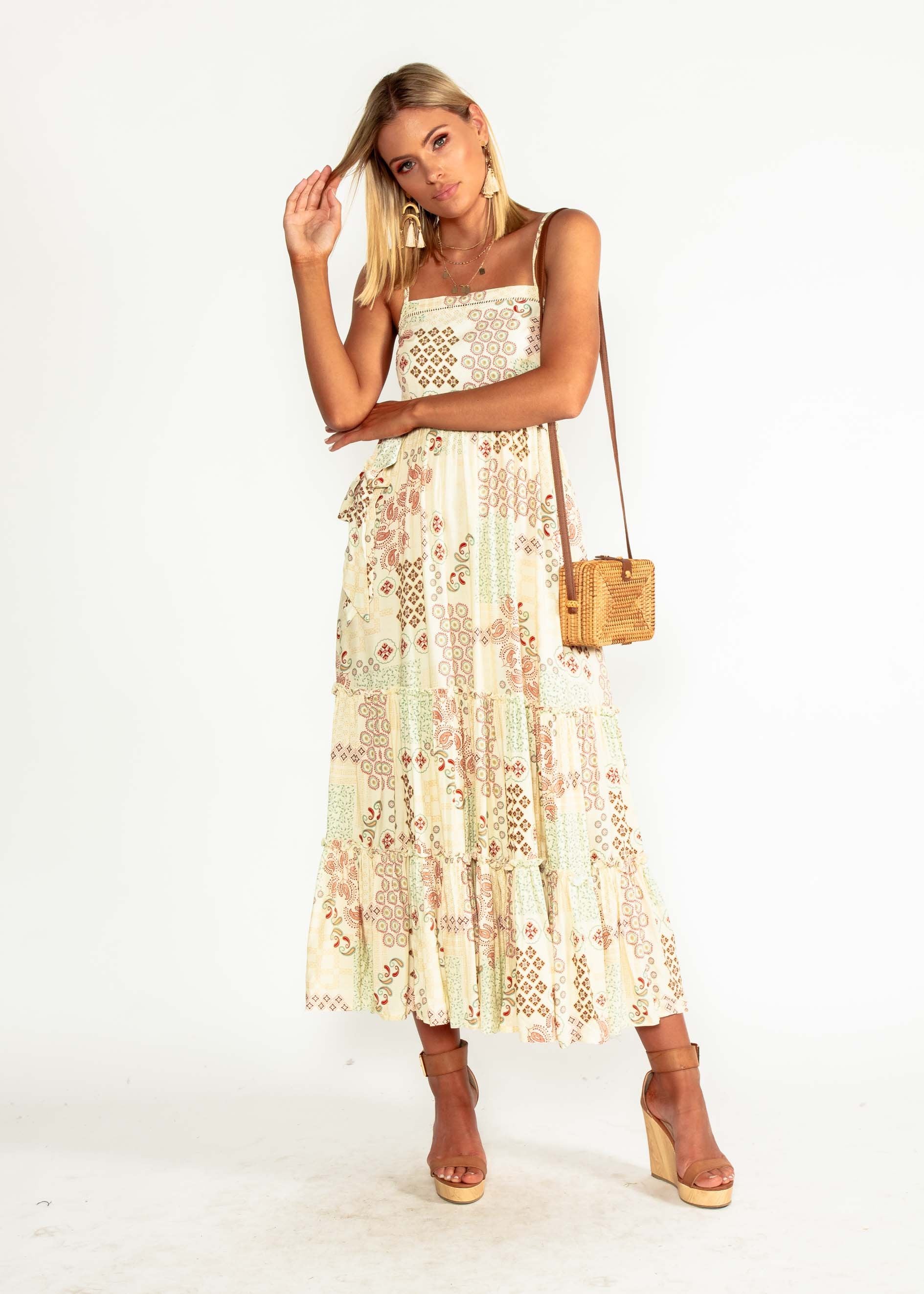 Billie Maxi Dress w/ Tie - Rising Sun