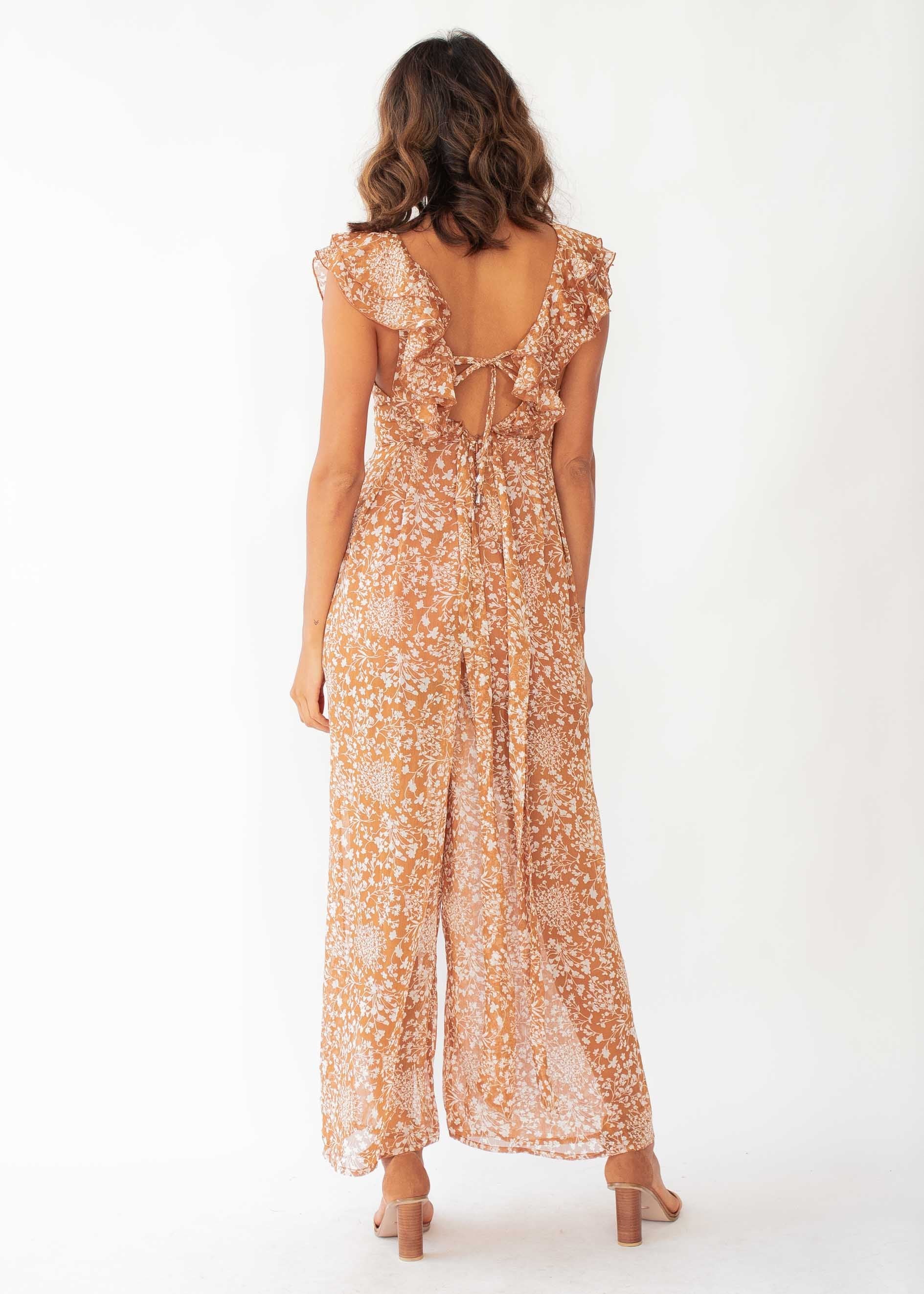 Once Before Pantsuit - Rust Floral