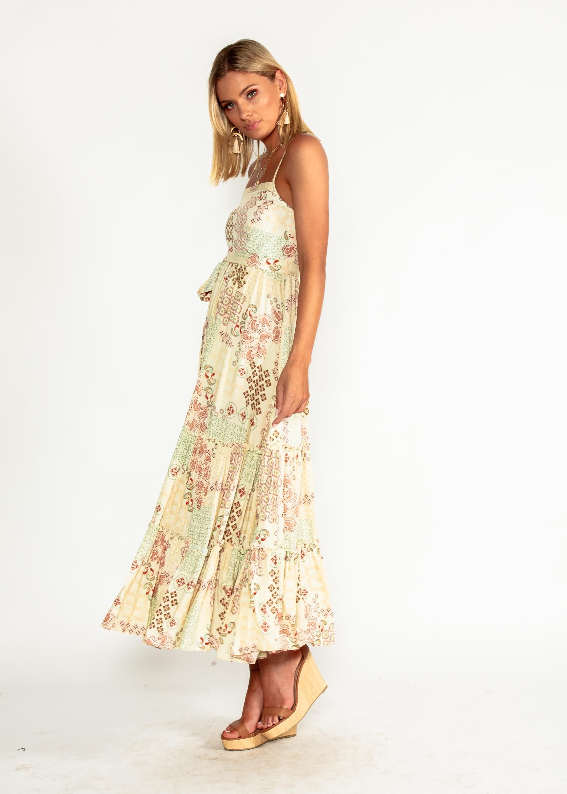 Billie Maxi Dress w/ Tie - Rising Sun