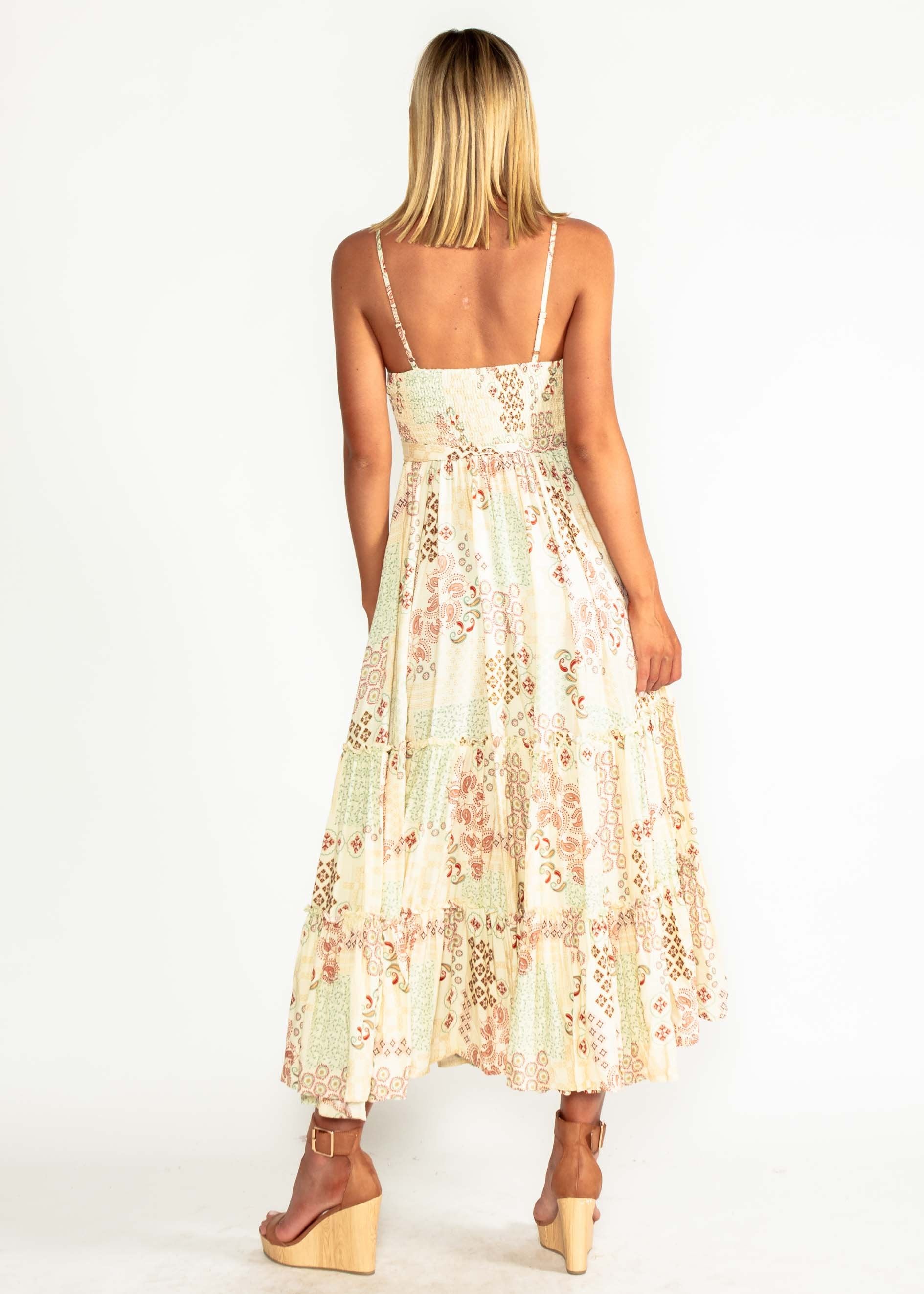 Billie Maxi Dress w/ Tie - Rising Sun