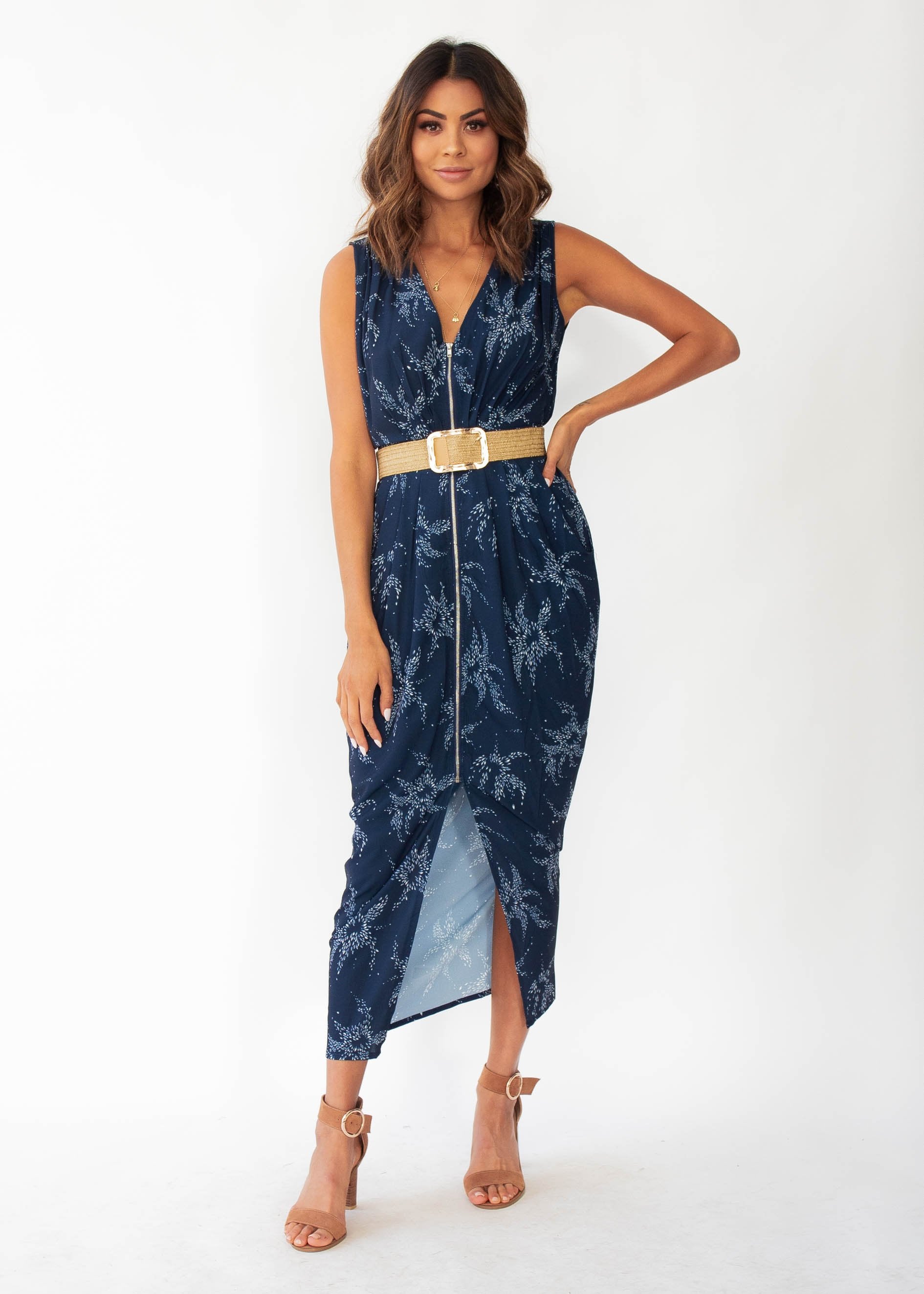 Catalina Zip Maxi Dress - Starry Night
